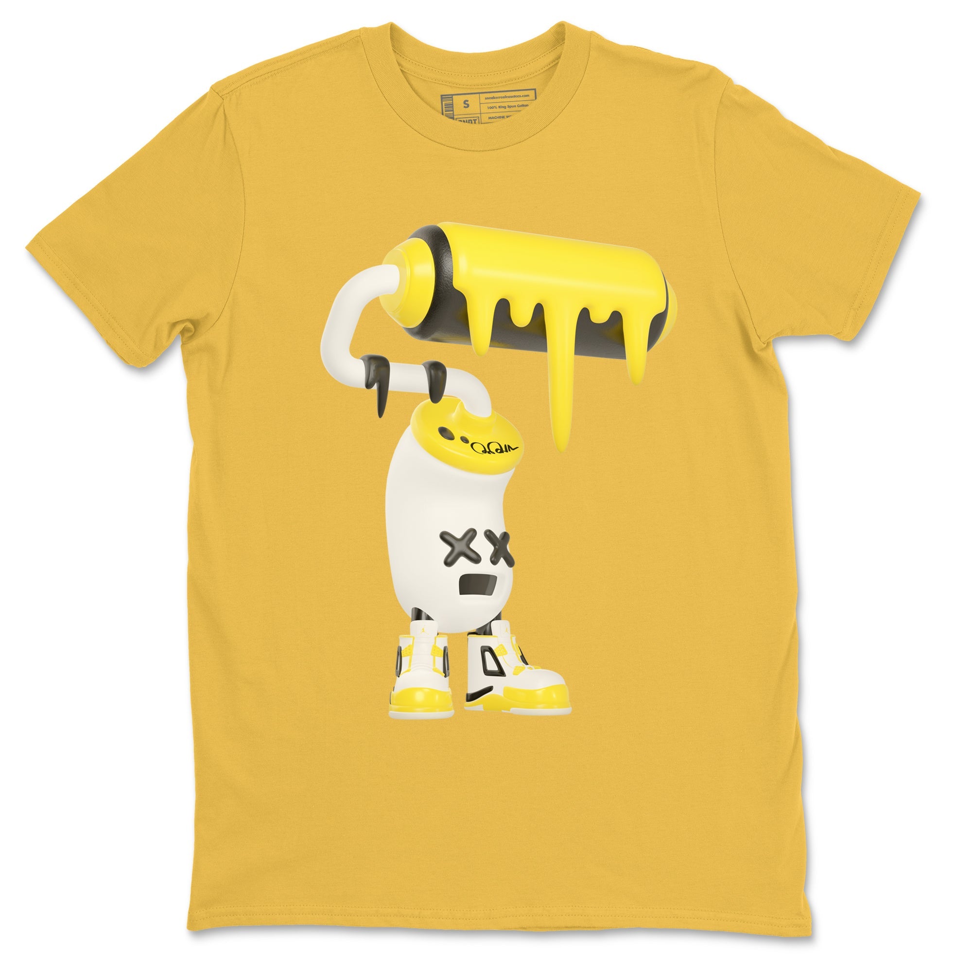 AJ4 Vivid Sulfur shirt to match jordans 3D Paint Roller sneaker tees Air Jordan 4 Vivid Sulfur Drip Gear Zone unisex cotton Daisy 2 crew neck shirt