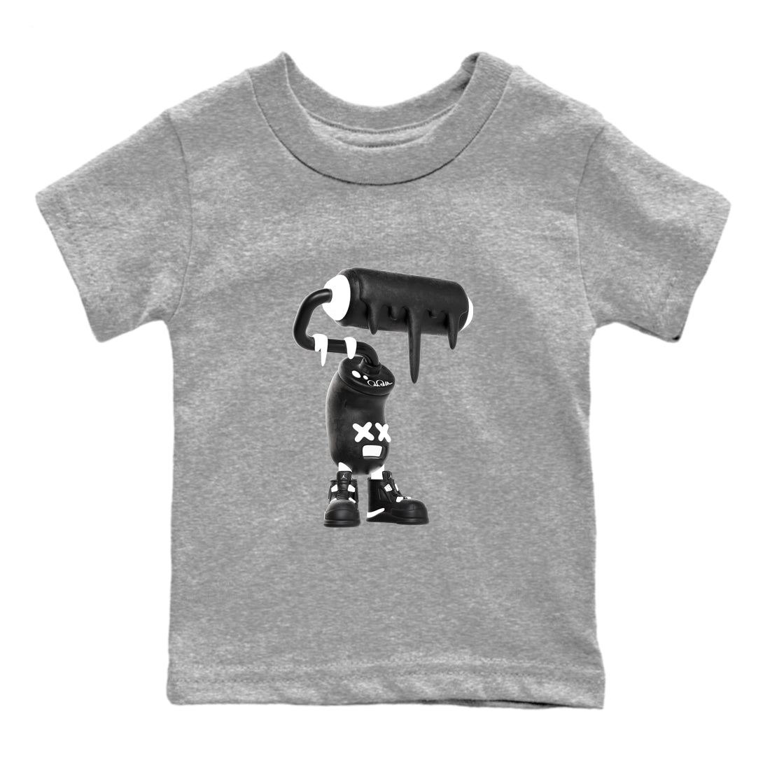 4s White Thunder shirts to match jordans 3D Paint Roller sneaker match tees Air Jordan 4 White Thunder Drip Gear Zone Youth Baby Heather Grey 2 crew neck shirts