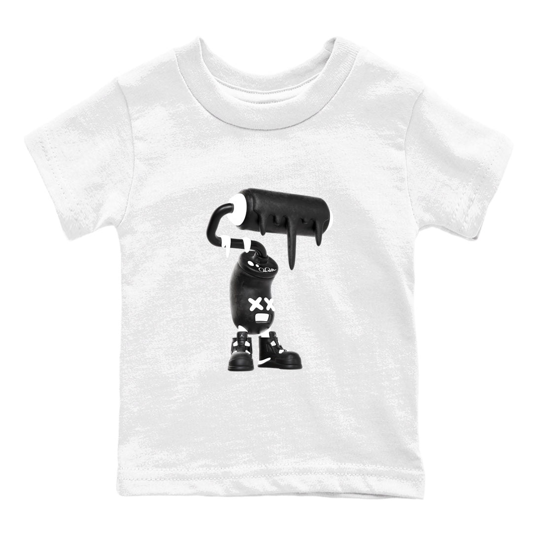 4s White Thunder shirts to match jordans 3D Paint Roller sneaker match tees Air Jordan 4 White Thunder Drip Gear Zone Youth Baby White 2 crew neck shirts