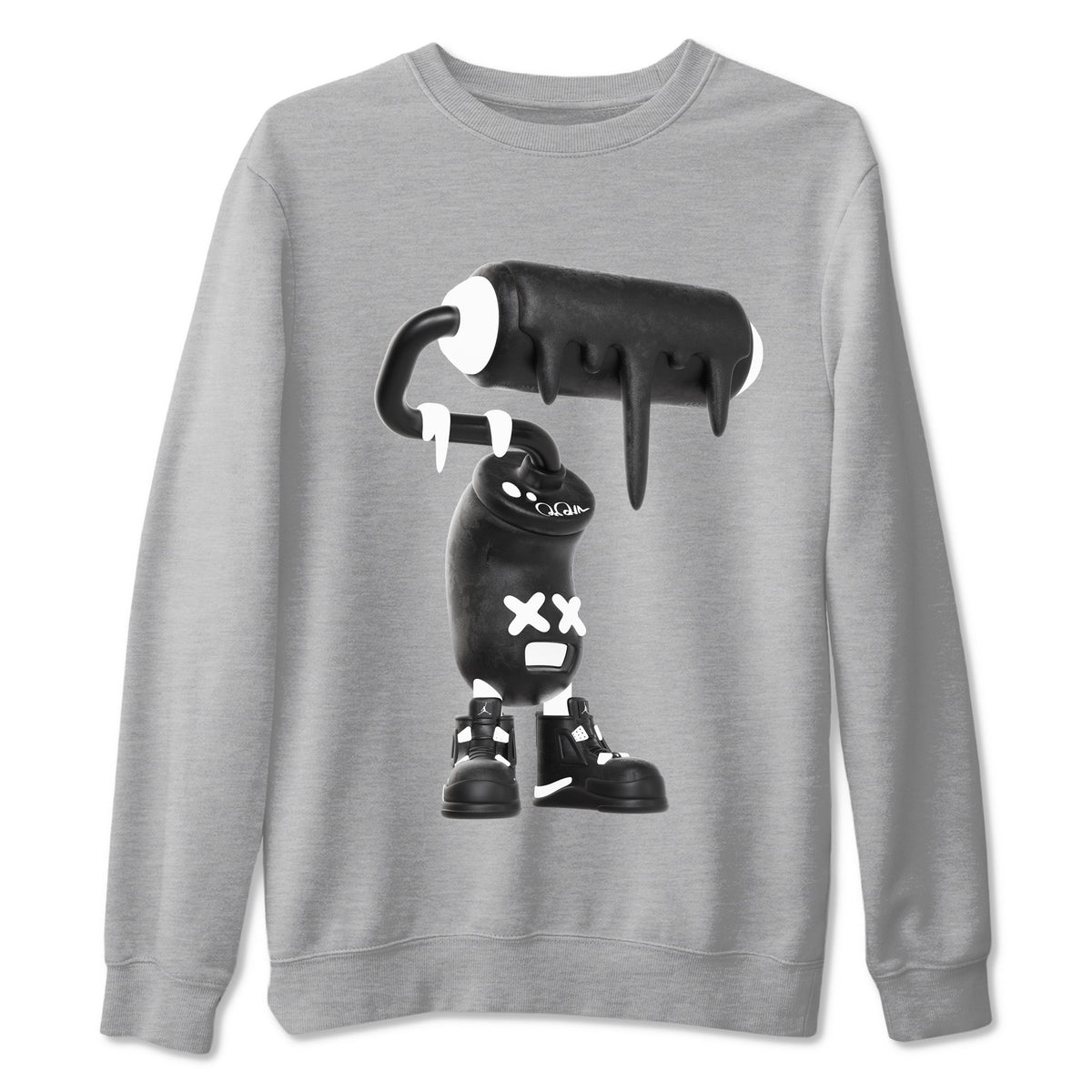 4s White Thunder shirts to match jordans 3D Paint Roller sneaker match tees Air Jordan 4 White Thunder Drip Gear Zone unisex cotton Heather Grey 2 crew neck shirts