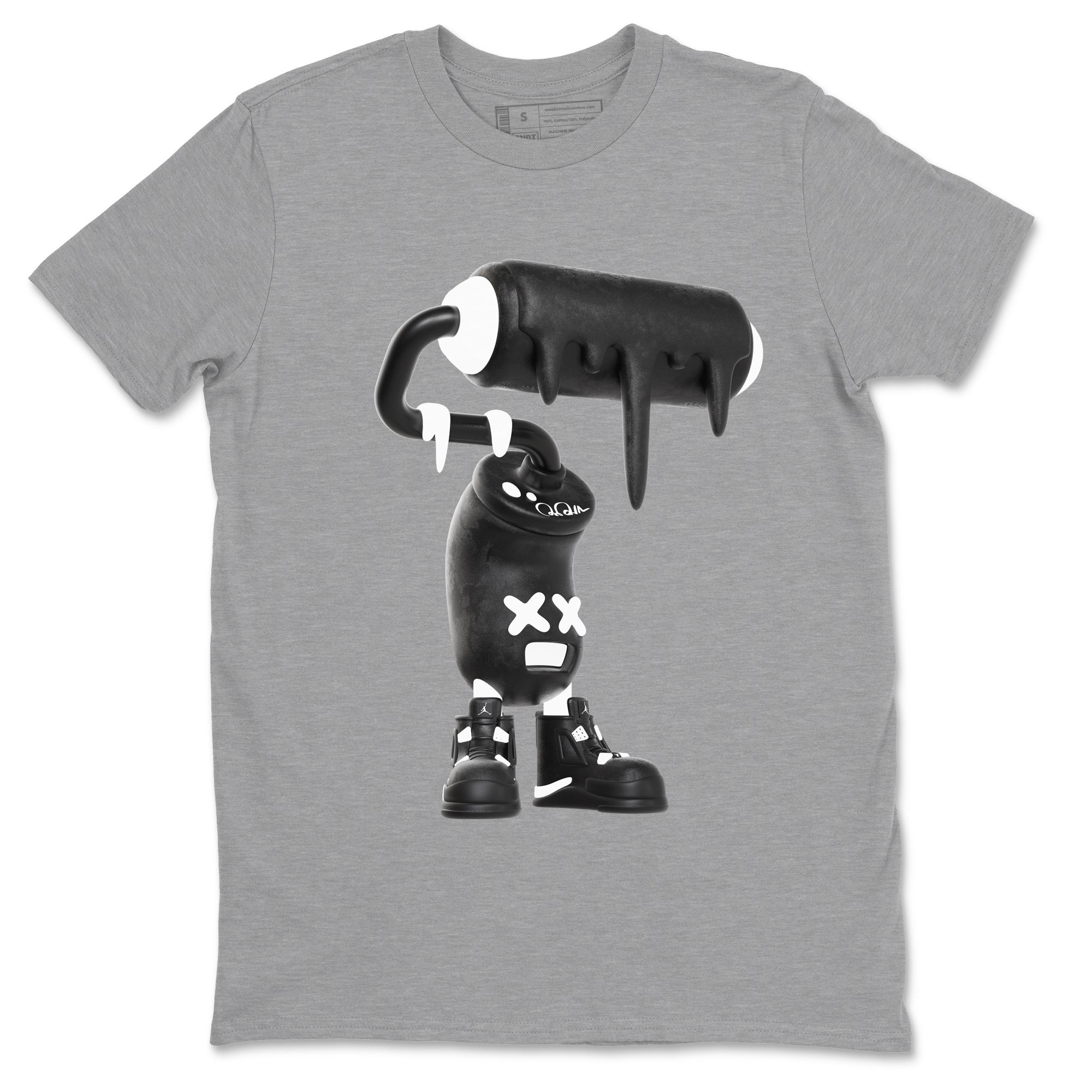 4s White Thunder shirts to match jordans 3D Paint Roller sneaker match tees Air Jordan 4 White Thunder Drip Gear Zone unisex cotton Heather Grey 2 crew neck shirts