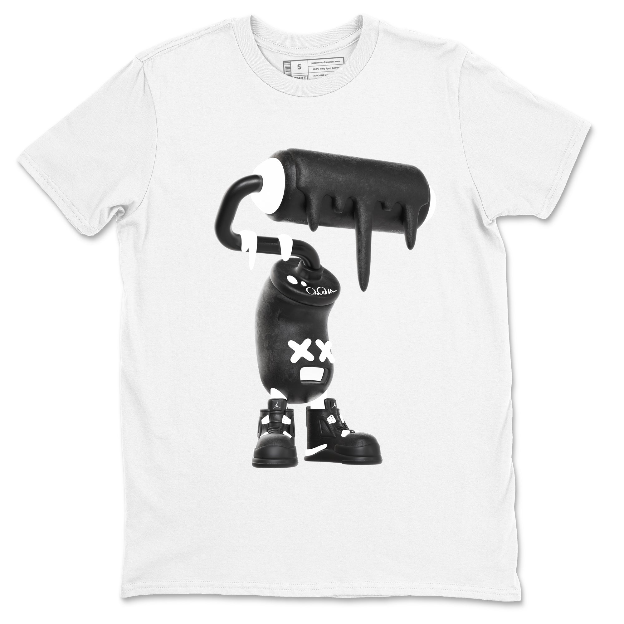 4s White Thunder shirts to match jordans 3D Paint Roller sneaker match tees Air Jordan 4 White Thunder Drip Gear Zone unisex cotton White 2 crew neck shirts