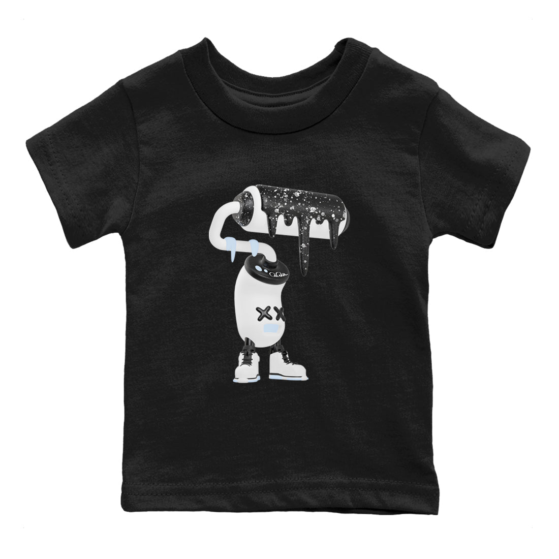AJ6 White Black shirts to match jordans 3D Paint Roller sneaker match tees Air Jordan 6 White Black Drip Gear Zone streetwear brand Baby and Youth Black 2 cotton tee