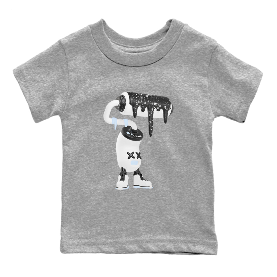AJ6 White Black shirts to match jordans 3D Paint Roller sneaker match tees Air Jordan 6 White Black Drip Gear Zone streetwear brand Baby and Youth Heather Grey 2 cotton tee