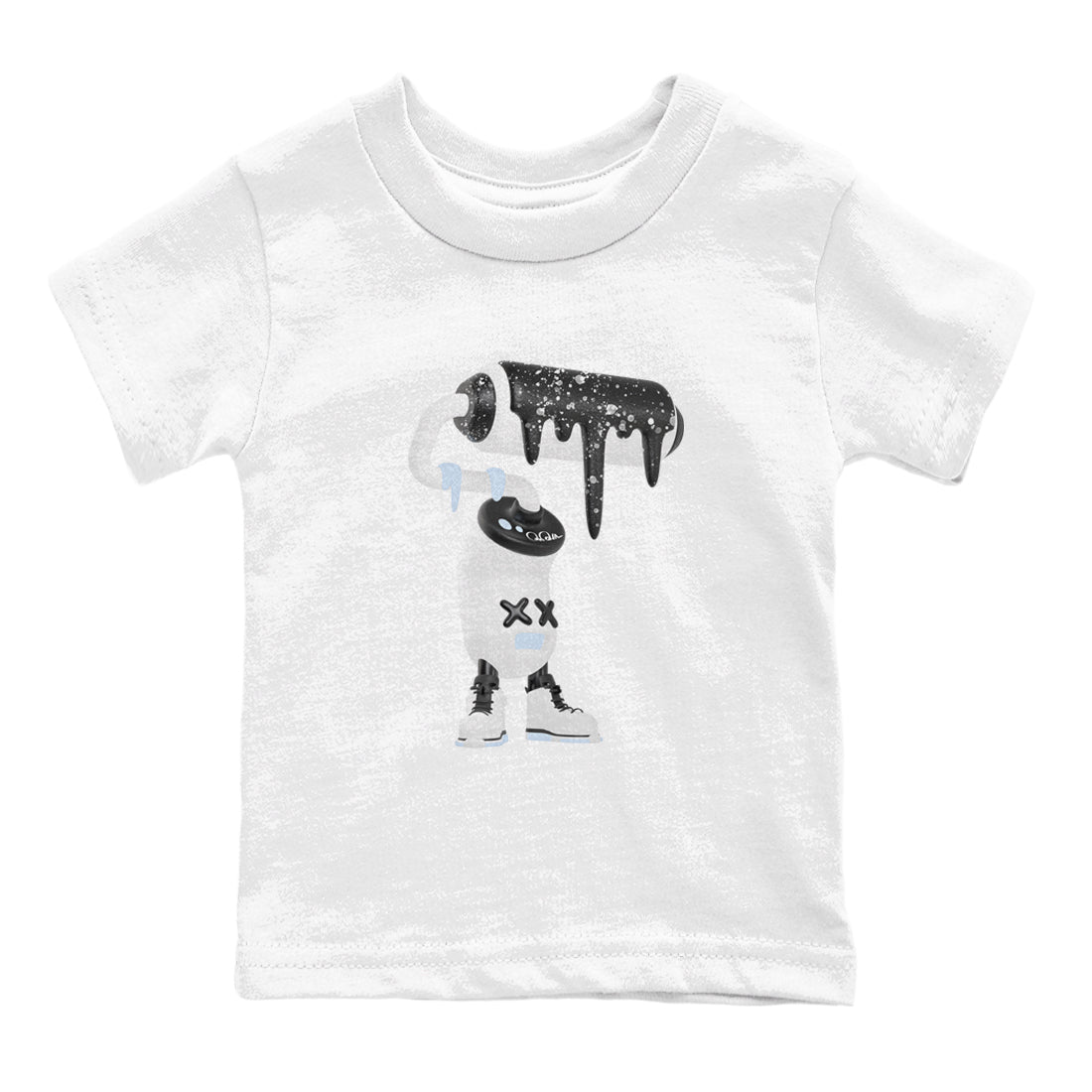 AJ6 White Black shirts to match jordans 3D Paint Roller sneaker match tees Air Jordan 6 White Black Drip Gear Zone streetwear brand Baby and Youth White 2 cotton tee