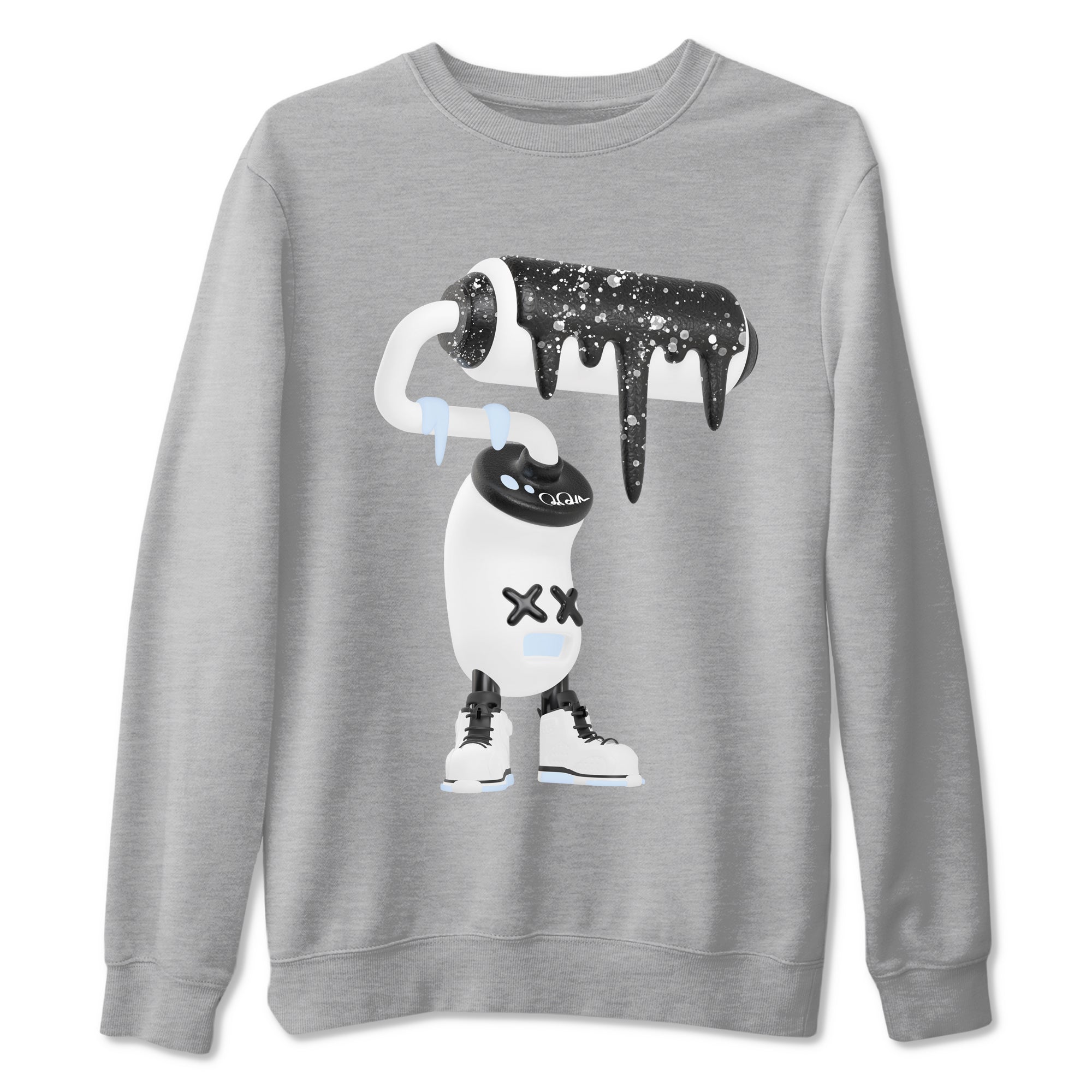 AJ6 White Black shirts to match jordans 3D Paint Roller sneaker match tees Air Jordan 6 White Black Drip Gear Zone streetwear brand Heather Grey 2 unisex cotton tee