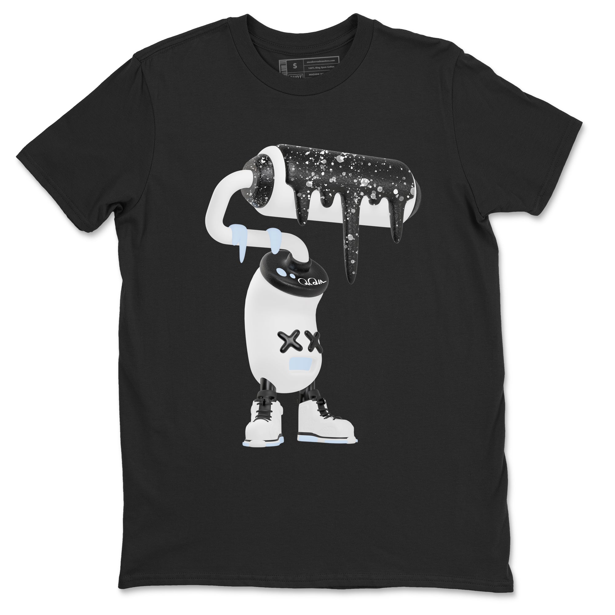AJ6 White Black shirts to match jordans 3D Paint Roller sneaker match tees Air Jordan 6 White Black Drip Gear Zone streetwear brand Black 2 unisex cotton tee