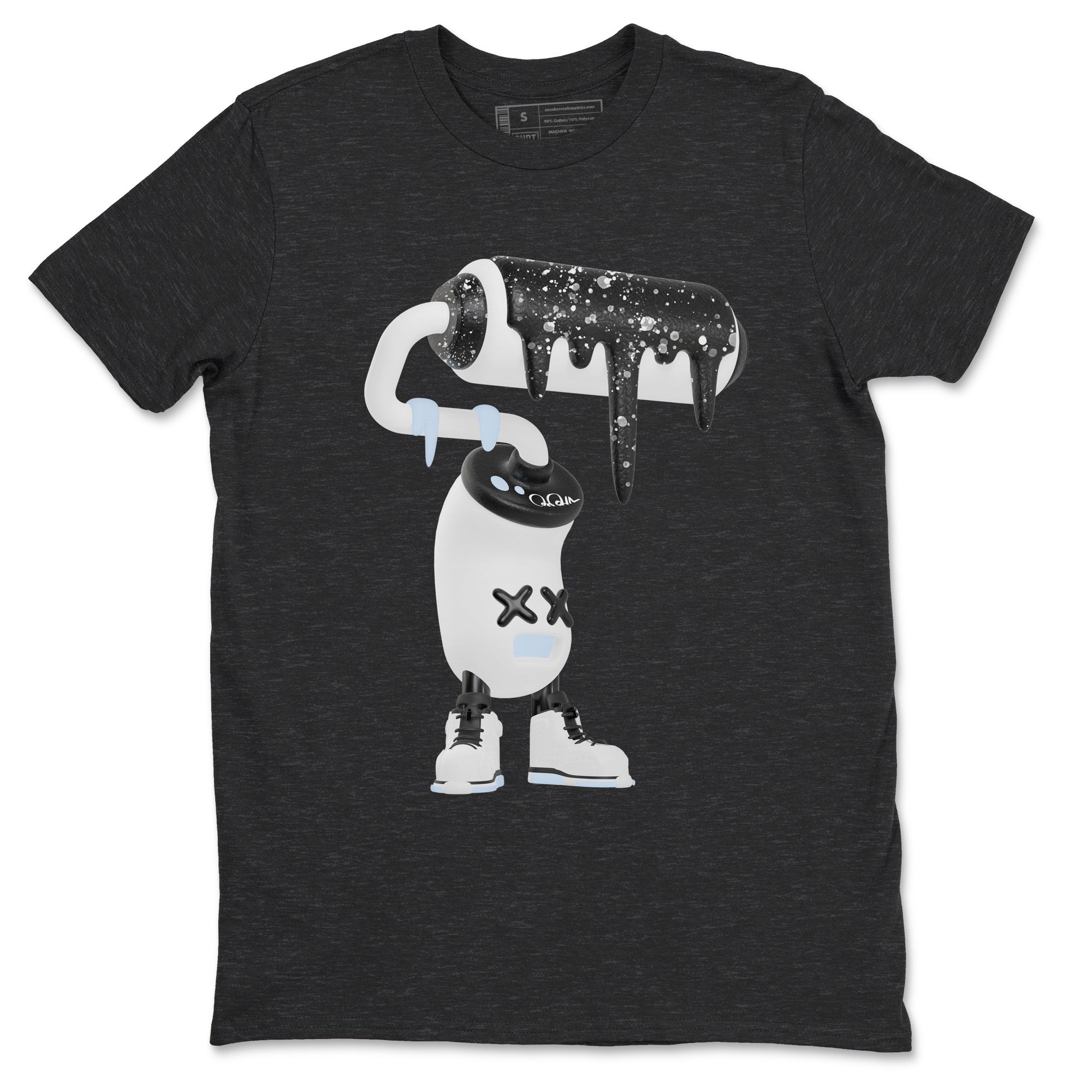 AJ6 White Black shirts to match jordans 3D Paint Roller sneaker match tees Air Jordan 6 White Black Drip Gear Zone streetwear brand Charcoal Heather 2 unisex cotton tee