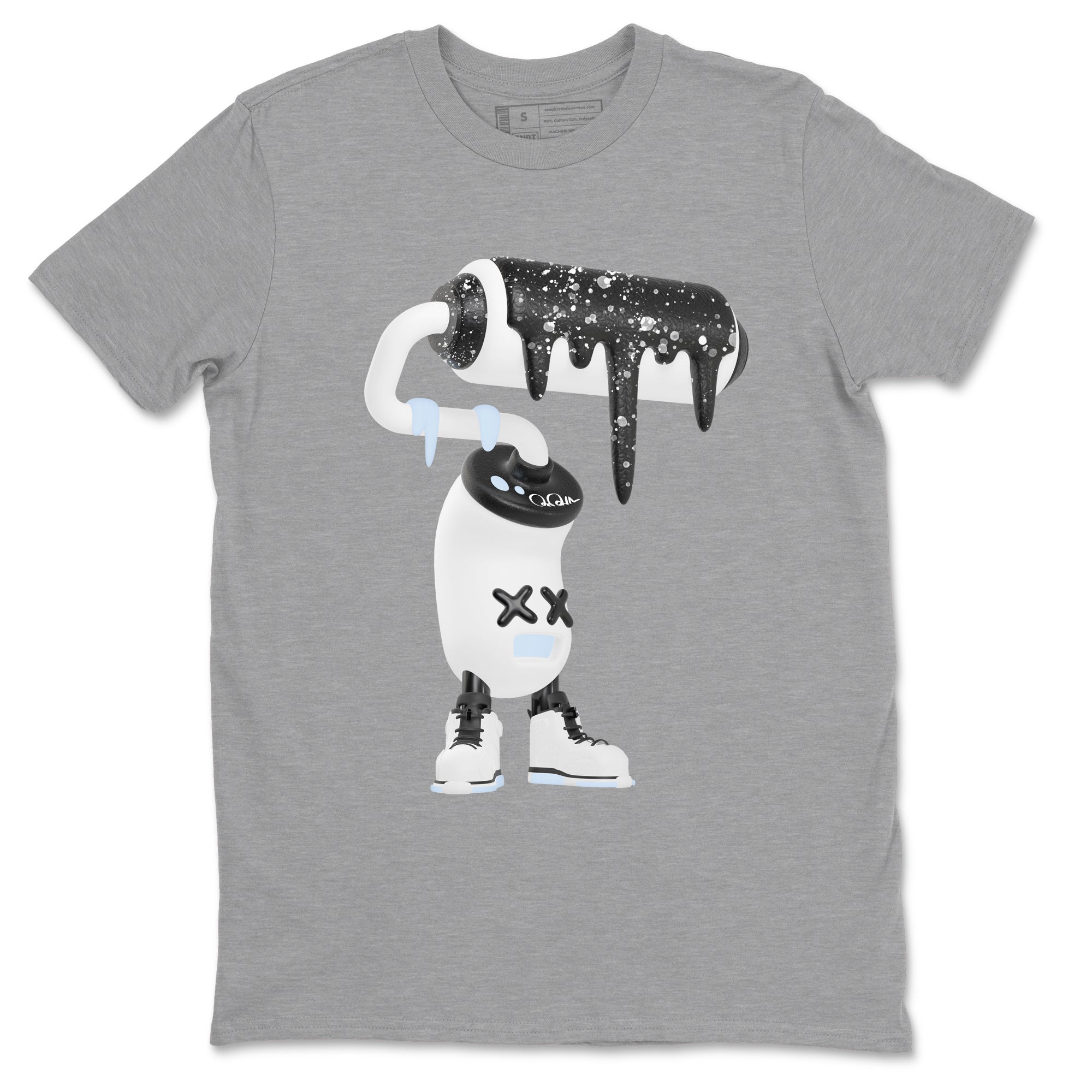 AJ6 White Black shirts to match jordans 3D Paint Roller sneaker match tees Air Jordan 6 White Black Drip Gear Zone streetwear brand Heather Grey 2 unisex cotton tee
