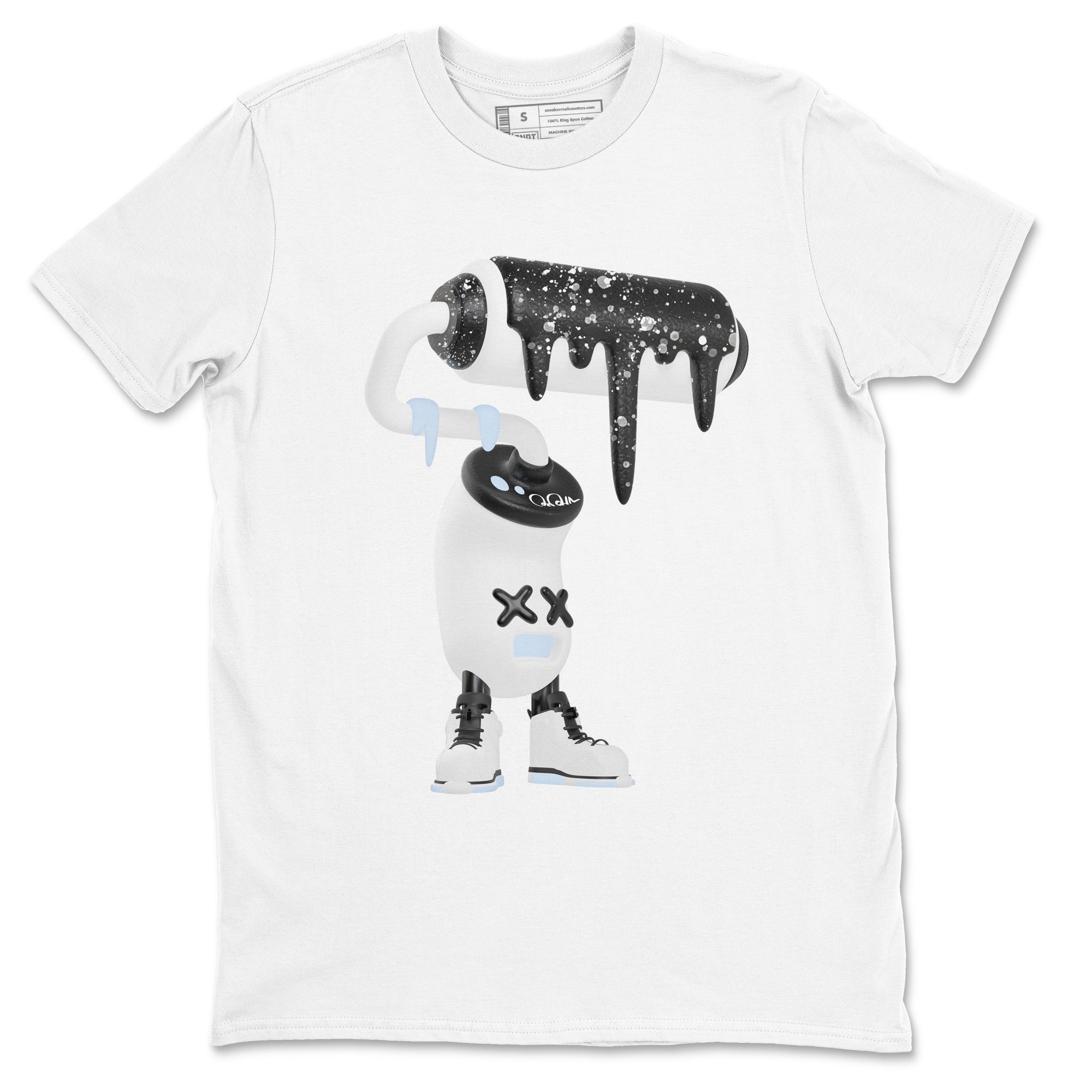 AJ6 White Black shirts to match jordans 3D Paint Roller sneaker match tees Air Jordan 6 White Black Drip Gear Zone streetwear brand White 2 unisex cotton tee