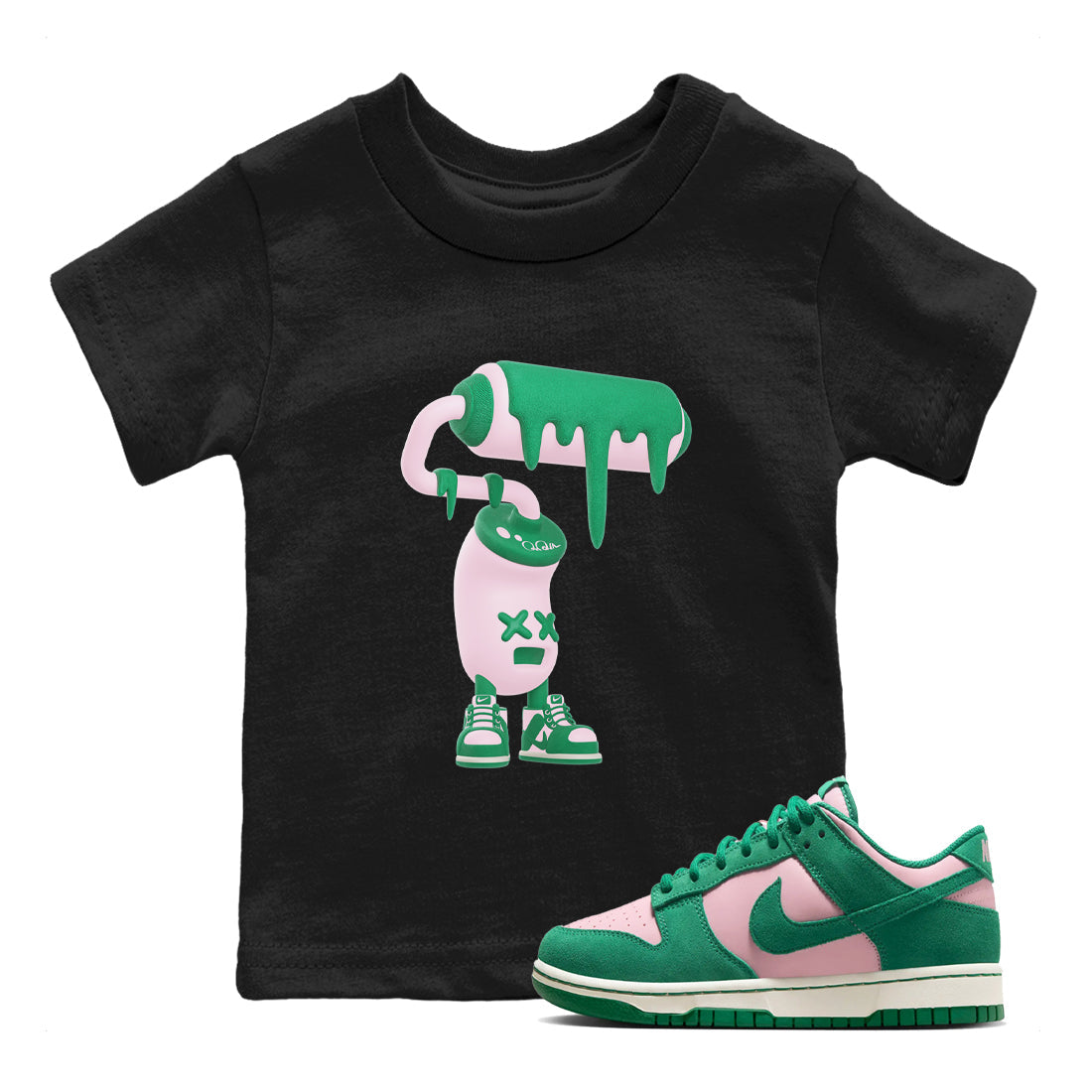 Dunk Low Medium Soft Pink Malachite shirt to match jordans 3D Paint Roller sneaker tees Dunk Retro SE Medium Soft Pink Malachite Drip Gear Zone baby toddler Black 1 cotton Shirt