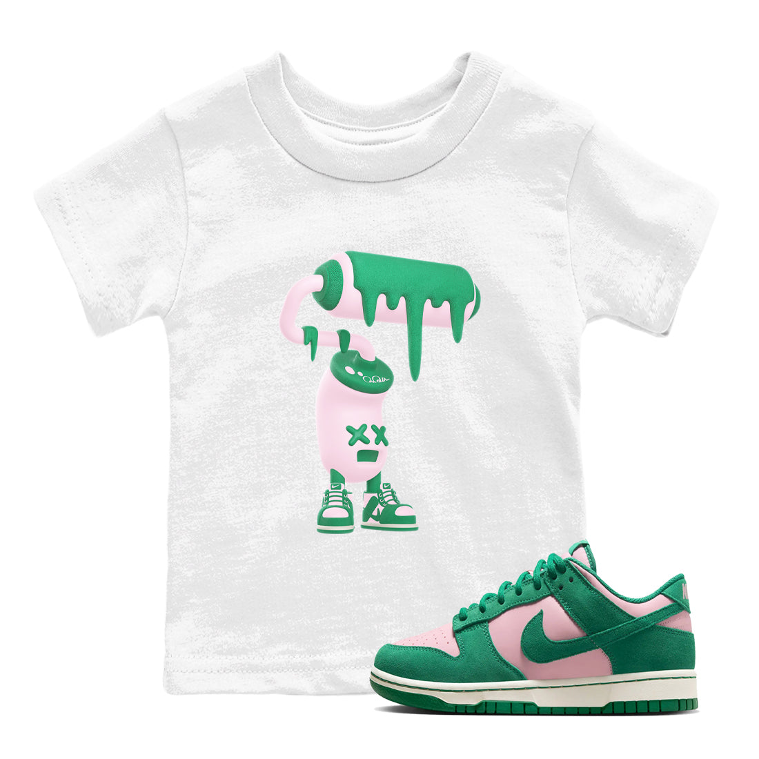 Dunk Low Medium Soft Pink Malachite shirt to match jordans 3D Paint Roller sneaker tees Dunk Retro SE Medium Soft Pink Malachite Drip Gear Zone baby toddler White 1 cotton Shirt