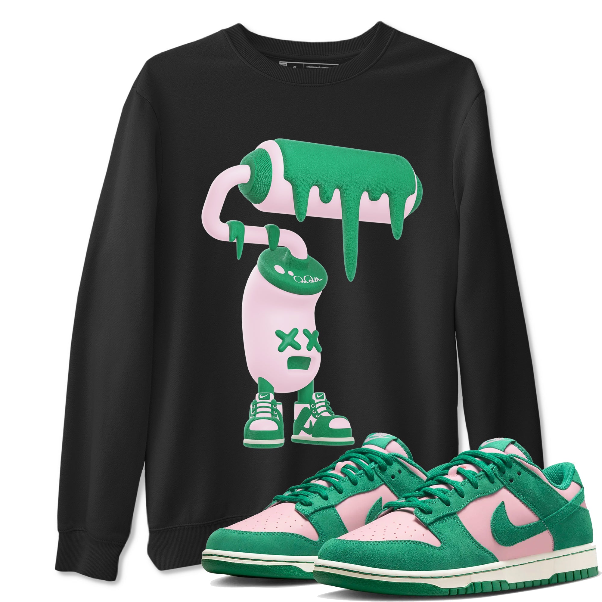 Dunk Low Medium Soft Pink Malachite shirt to match jordans 3D Paint Roller sneaker tees Dunk Retro SE Medium Soft Pink Malachite Drip Gear Zone unisex cotton Black 1 crew neck shirt