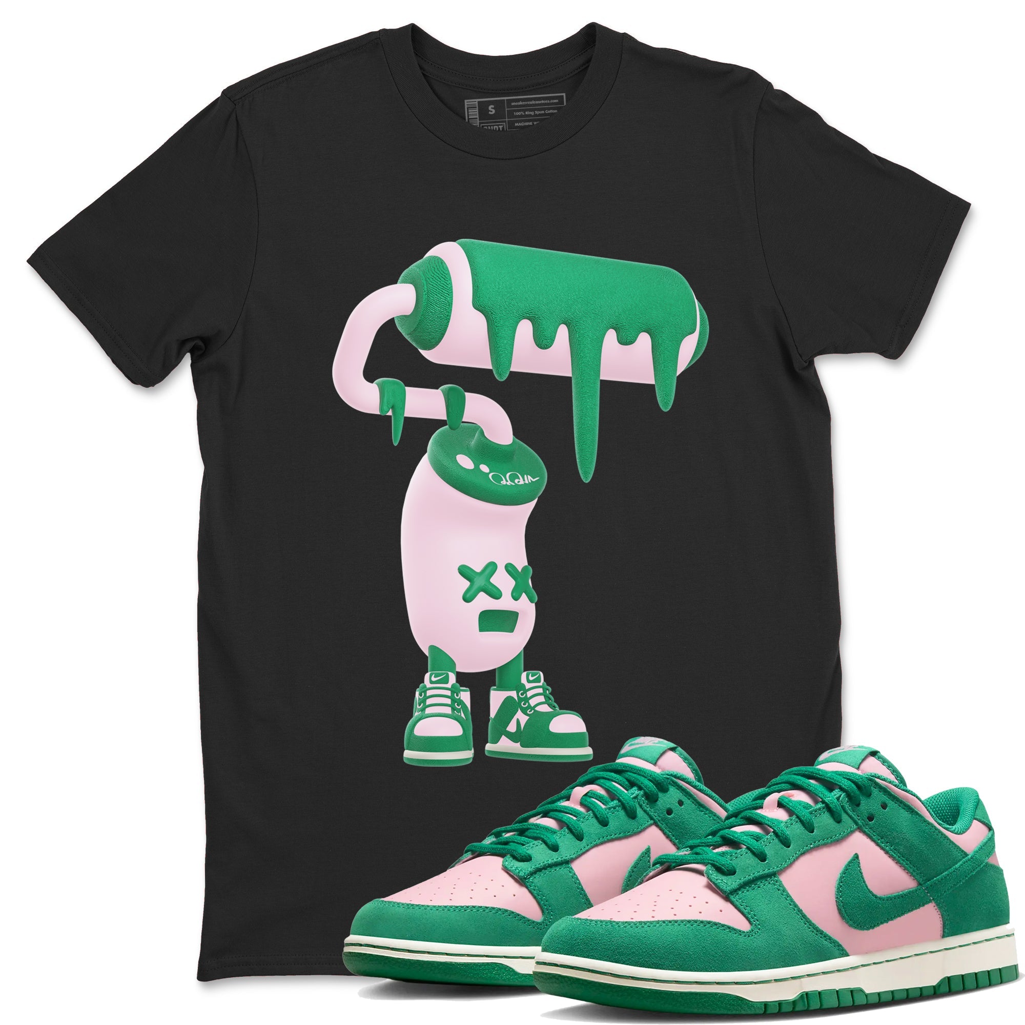 Dunk Low Medium Soft Pink Malachite shirt to match jordans 3D Paint Roller sneaker tees Dunk Retro SE Medium Soft Pink Malachite Drip Gear Zone unisex cotton Black 1 crew neck shirt