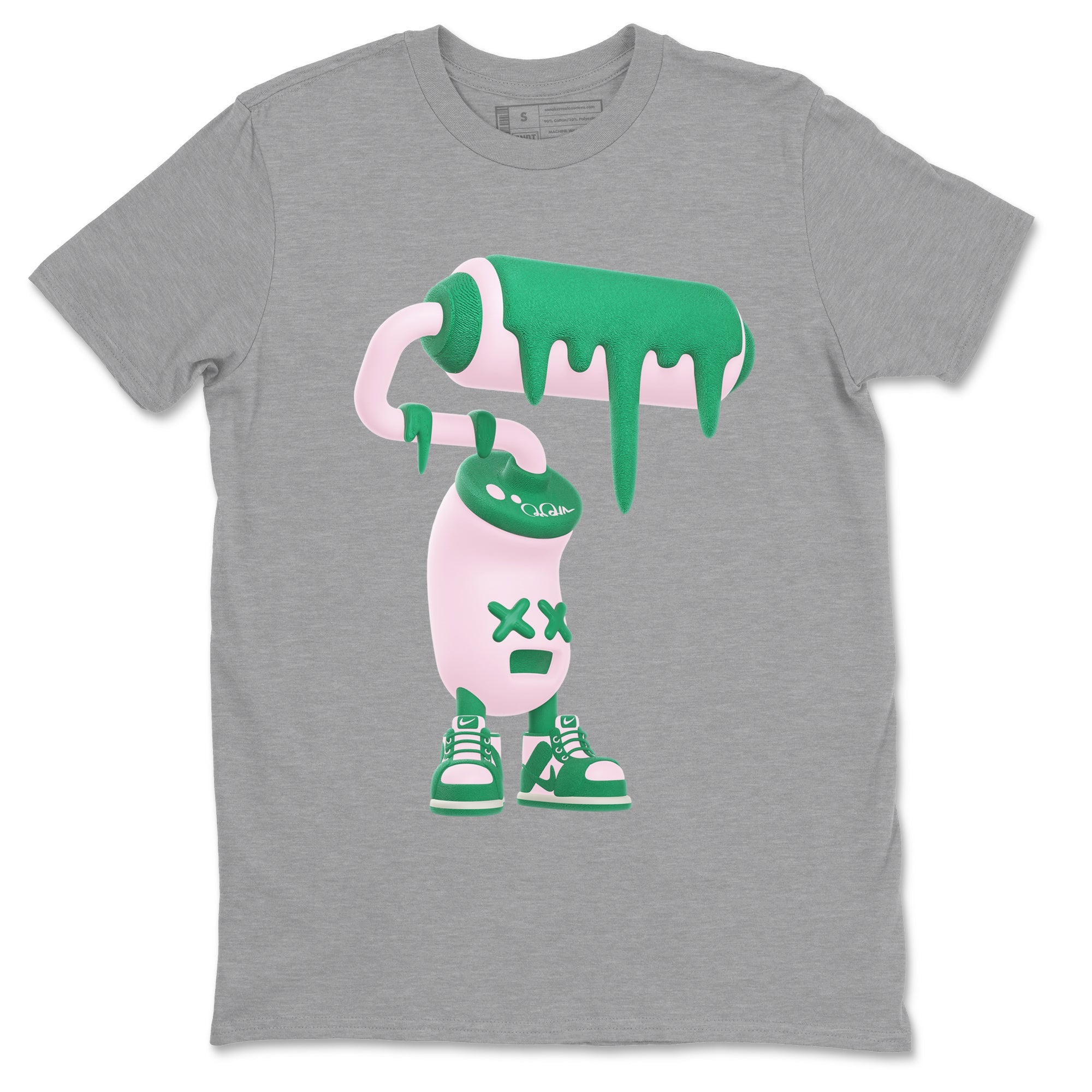 Dunk Low Medium Soft Pink Malachite shirt to match jordans 3D Paint Roller sneaker tees Dunk Retro SE Medium Soft Pink Malachite Drip Gear Zone unisex cotton Heather Grey 2 crew neck shirt