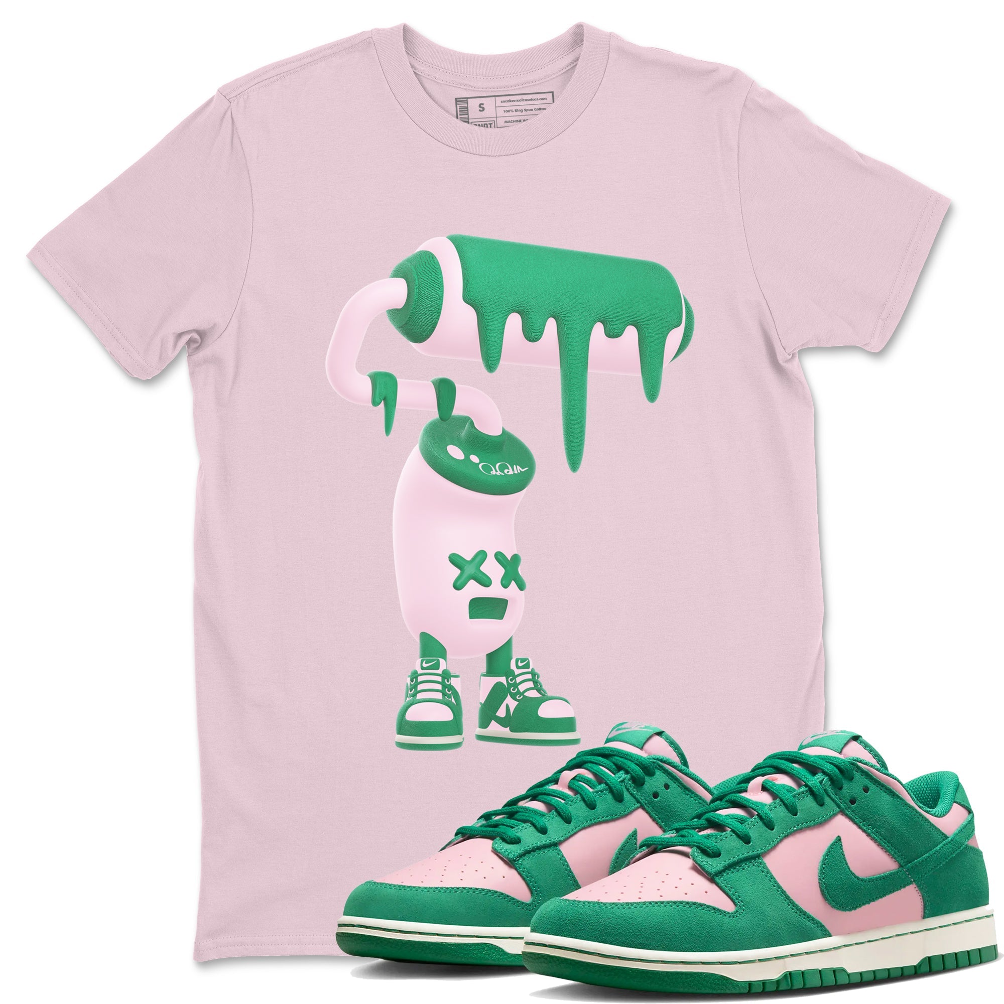 Dunk Low Medium Soft Pink Malachite shirt to match jordans 3D Paint Roller sneaker tees Dunk Retro SE Medium Soft Pink Malachite Drip Gear Zone unisex cotton Pink 1 crew neck shirt