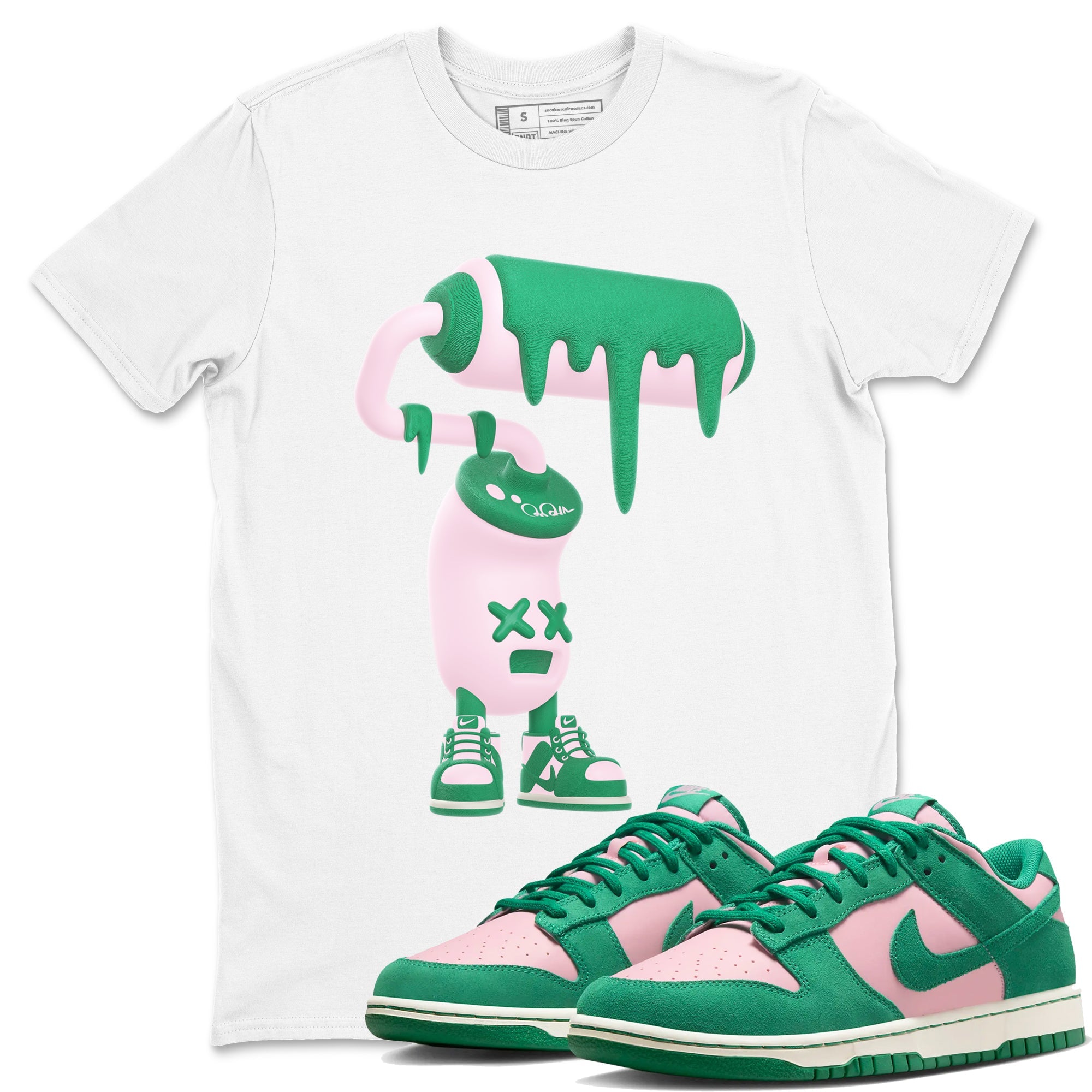 Dunk Low Medium Soft Pink Malachite shirt to match jordans 3D Paint Roller sneaker tees Dunk Retro SE Medium Soft Pink Malachite Drip Gear Zone unisex cotton White 1 crew neck shirt