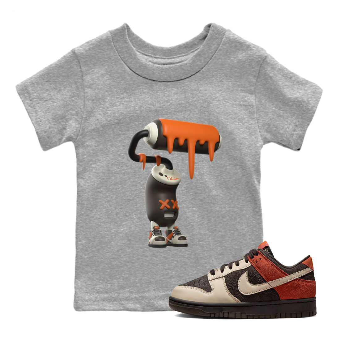 Dunk Red Panda shirt to match jordans 3D Paint Roller sneaker tees Nike Dunk LowRed Panda Drip Gear Zone Baby Toddler Heather Grey 1 T-Shirt
