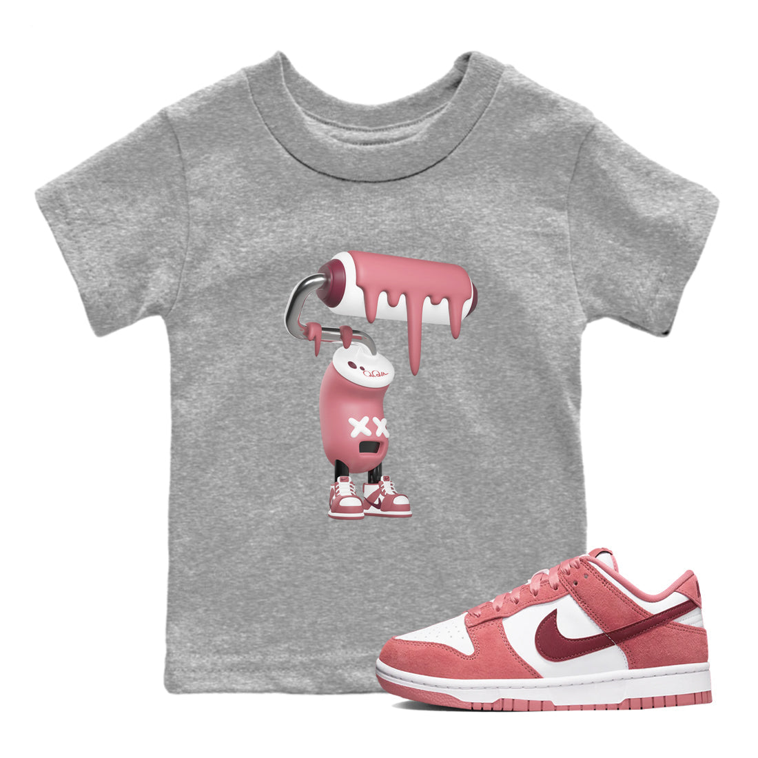 Dunk Valentines Day 2024 shirt to match jordans 3D Paint Roller sneaker tees Dunk Happy Valentines Day 2024 Drip Gear Zone Baby Toddler Heather Grey 1 T-Shirt