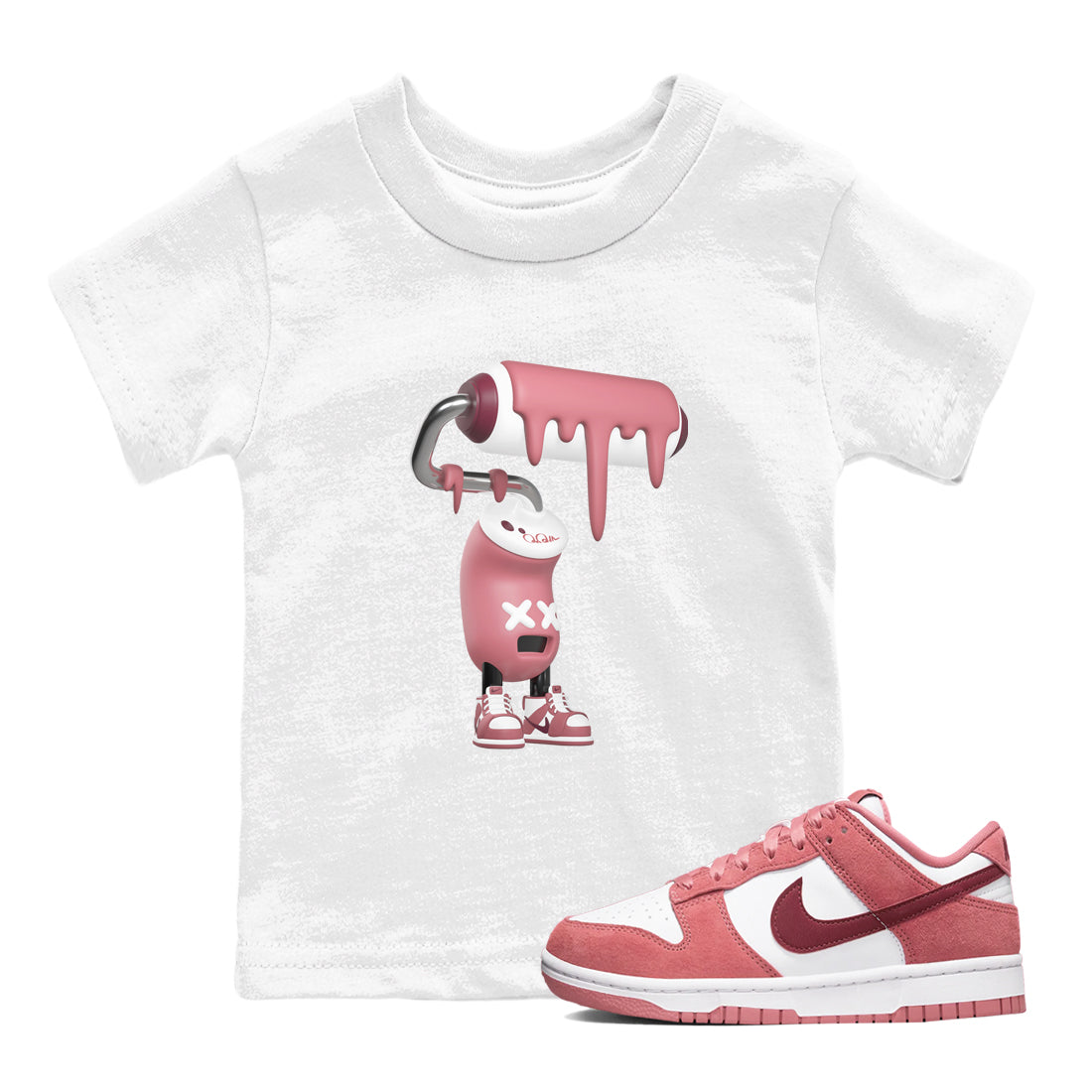 Dunk Valentines Day 2024 shirt to match jordans 3D Paint Roller sneaker tees Dunk Happy Valentines Day 2024 Drip Gear Zone Baby Toddler White 1 T-Shirt