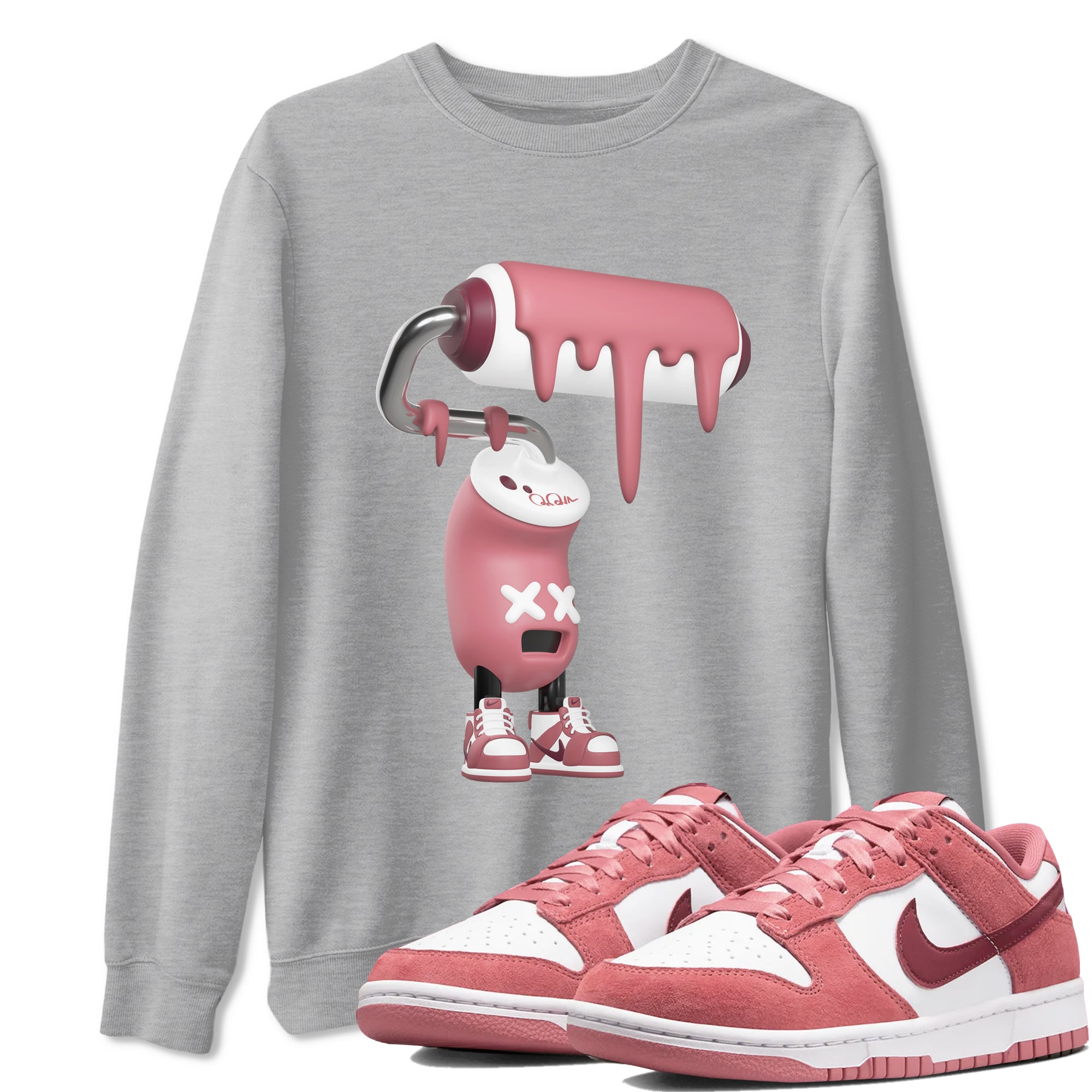 Dunk Valentines Day 2024 shirt to match jordans 3D Paint Roller sneaker tees Dunk Happy Valentines Day 2024 Drip Gear Zone Unisex Heather Grey 1 T-Shirt