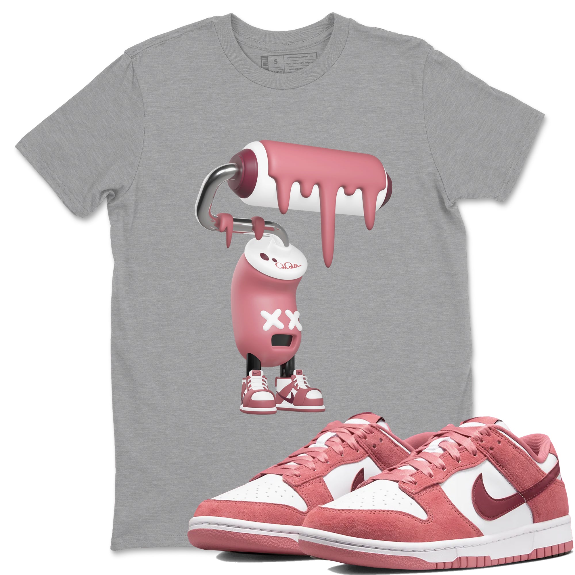 Dunk Valentines Day 2024 shirt to match jordans 3D Paint Roller sneaker tees Dunk Happy Valentines Day 2024 Drip Gear Zone Unisex Heather Grey 1 T-Shirt