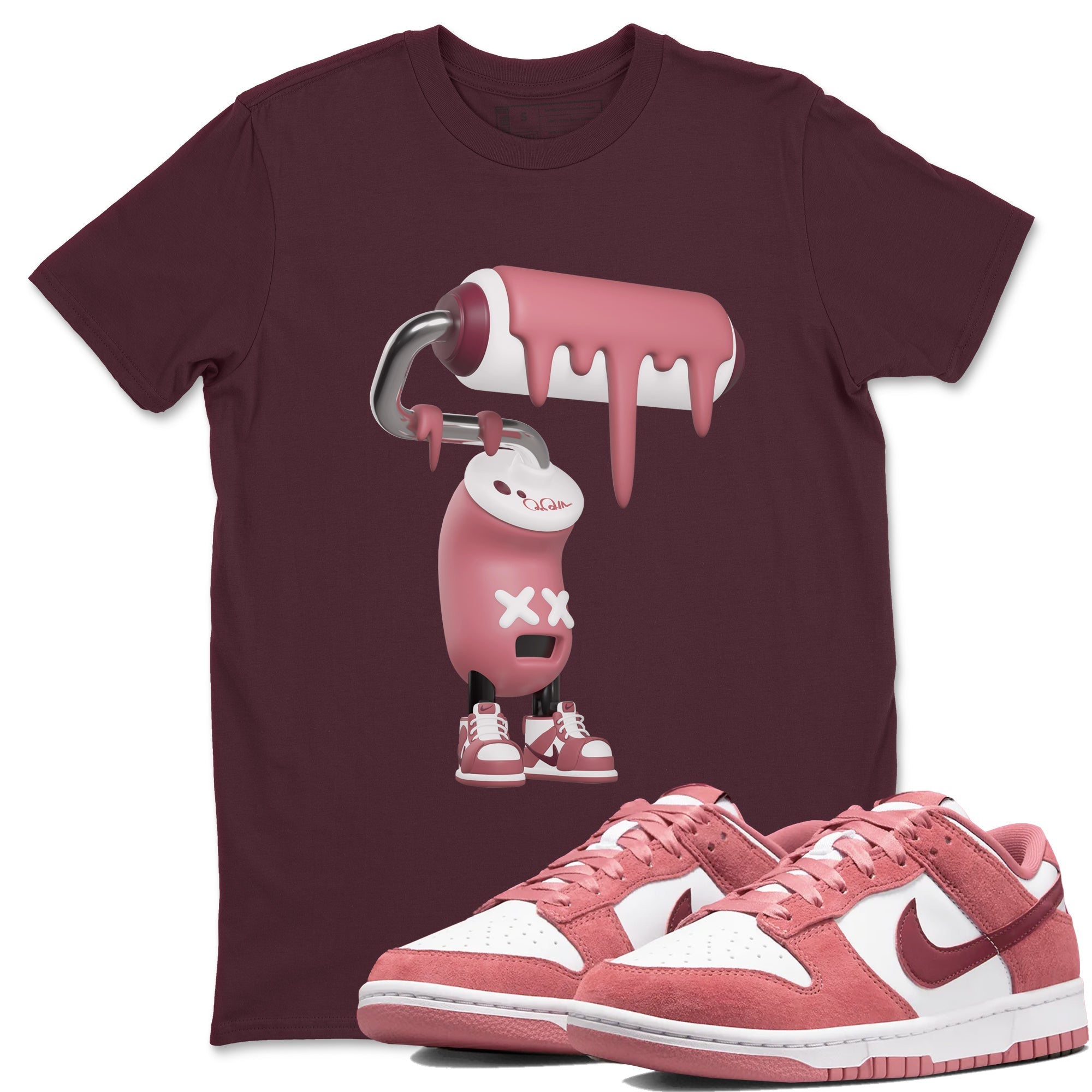 Dunk Valentines Day 2024 shirt to match jordans 3D Paint Roller sneaker tees Dunk Happy Valentines Day 2024 Drip Gear Zone Unisex Maroon 1 T-Shirt