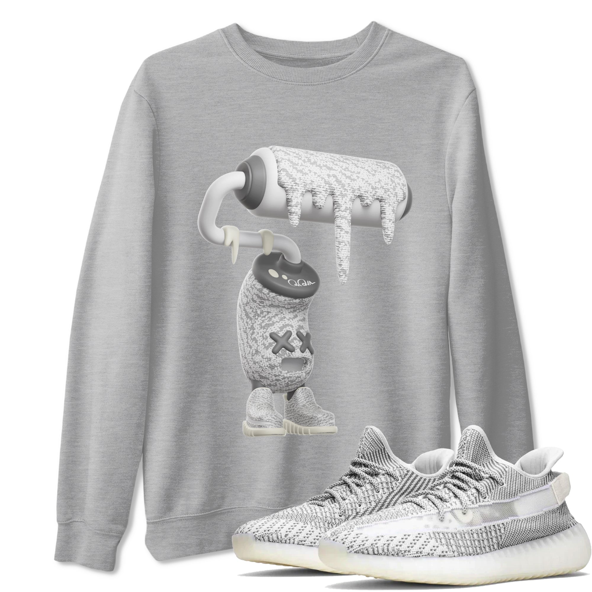 Yeezy 350 Static shirt to match jordans 3D Paint Roller sneaker tees Adidas Yeezy 350 Static Drip Gear Zone Unisex Heather Grey 1 T-Shirt