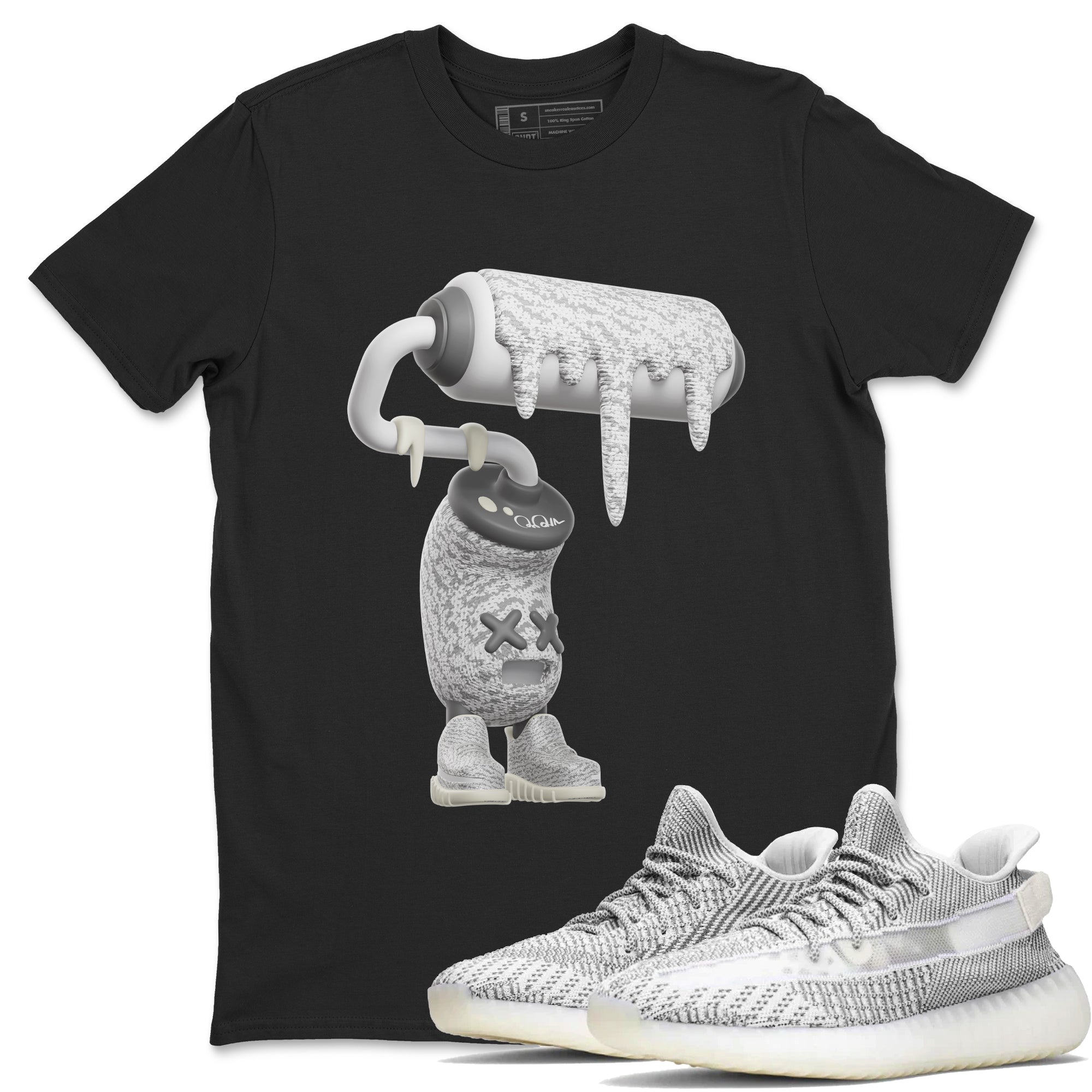 Yeezy 350 Static shirt to match jordans 3D Paint Roller sneaker tees Adidas Yeezy 350 Static Drip Gear Zone Unisex Black 1 T-Shirt