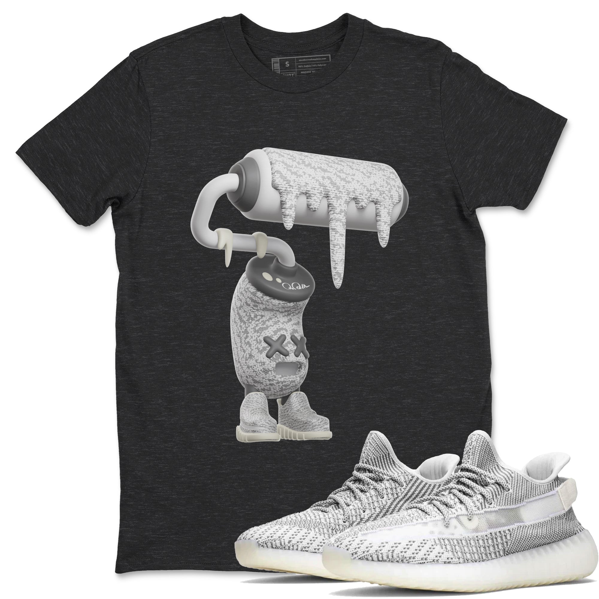 Yeezy 350 Static shirt to match jordans 3D Paint Roller sneaker tees Adidas Yeezy 350 Static Drip Gear Zone Unisex Charcoal Heather 1 T-Shirt