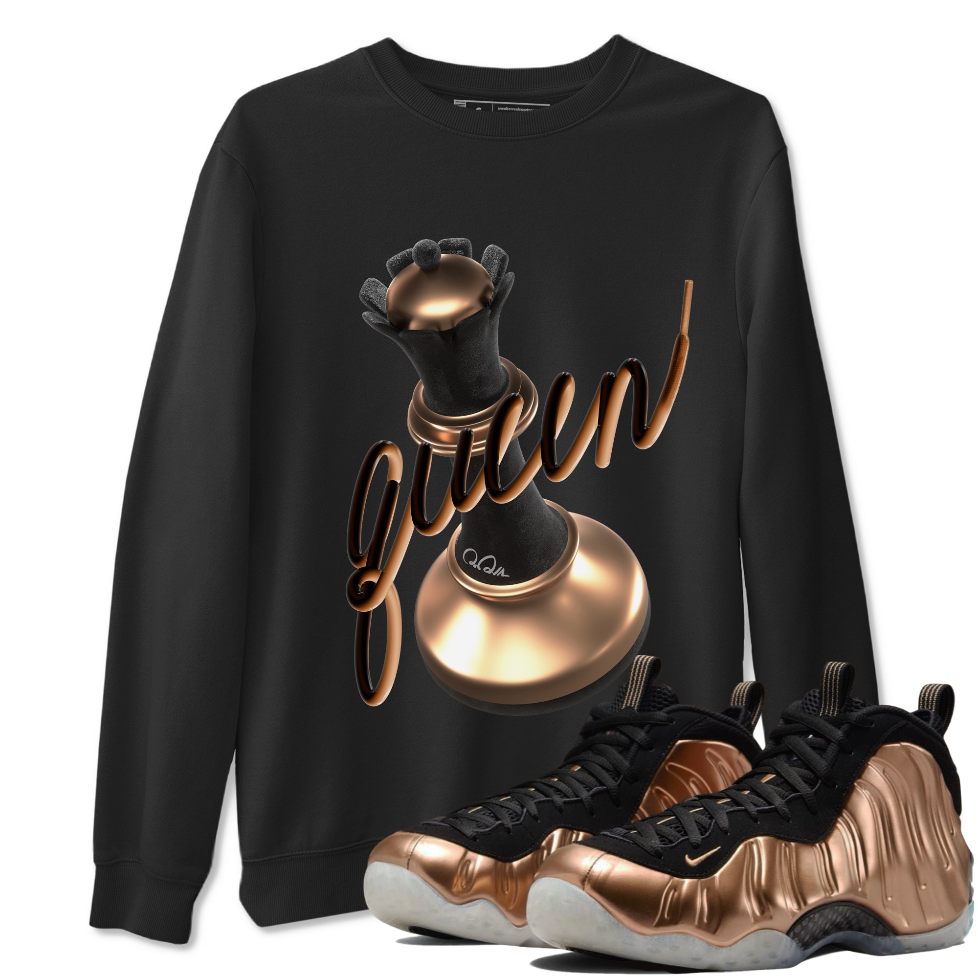 Foams One Metallic Copper shirts to match jordans 3D Queen sneaker match tees Air Foamposite One Metallic Copper match shoes to clothes Drip Gear Zone unisex cotton Black 1 shirts