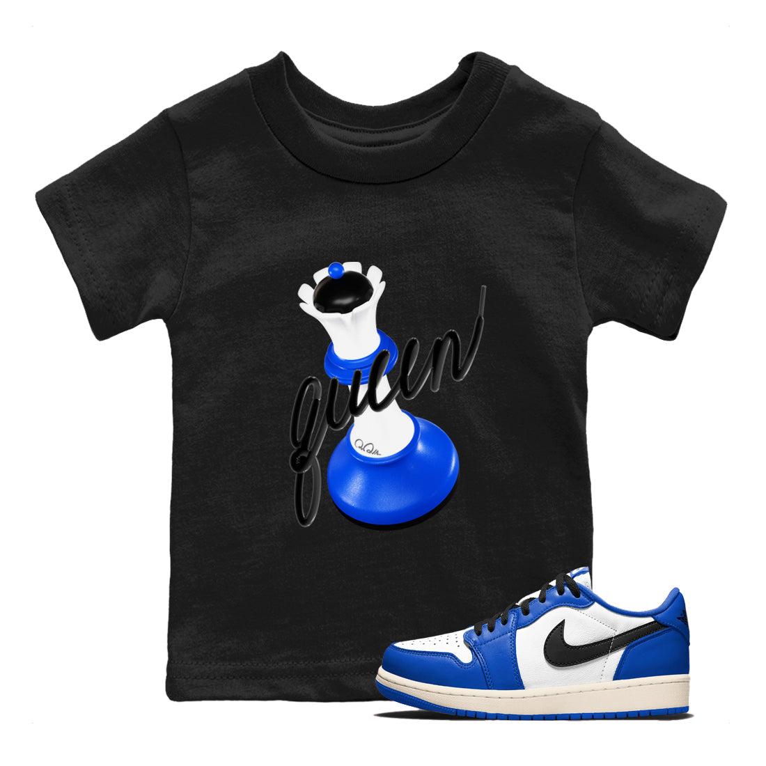 AJ1 Game Royal shirt to match jordans 3D Queen sneaker tees Air Jordan 1 Game Royal Drip Gear Zone baby toddler Black 1 cotton Shirt
