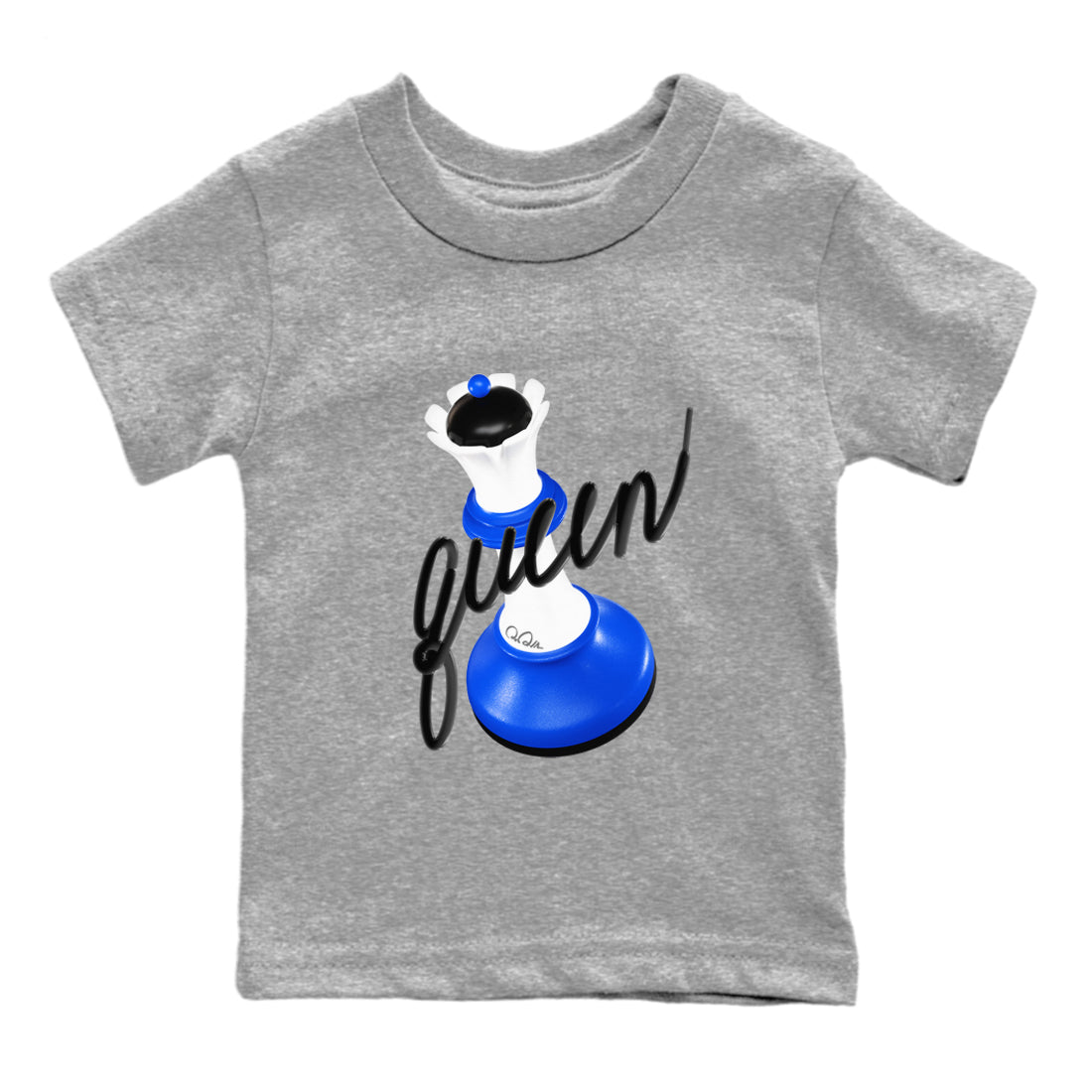 AJ1 Game Royal shirt to match jordans 3D Queen sneaker tees Air Jordan 1 Game Royal Drip Gear Zone baby toddler Heather Grey 2 cotton Shirt