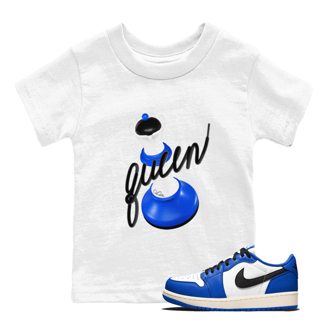 AJ1 Game Royal shirt to match jordans 3D Queen sneaker tees Air Jordan 1 Game Royal Drip Gear Zone baby toddler White 1 cotton Shirt
