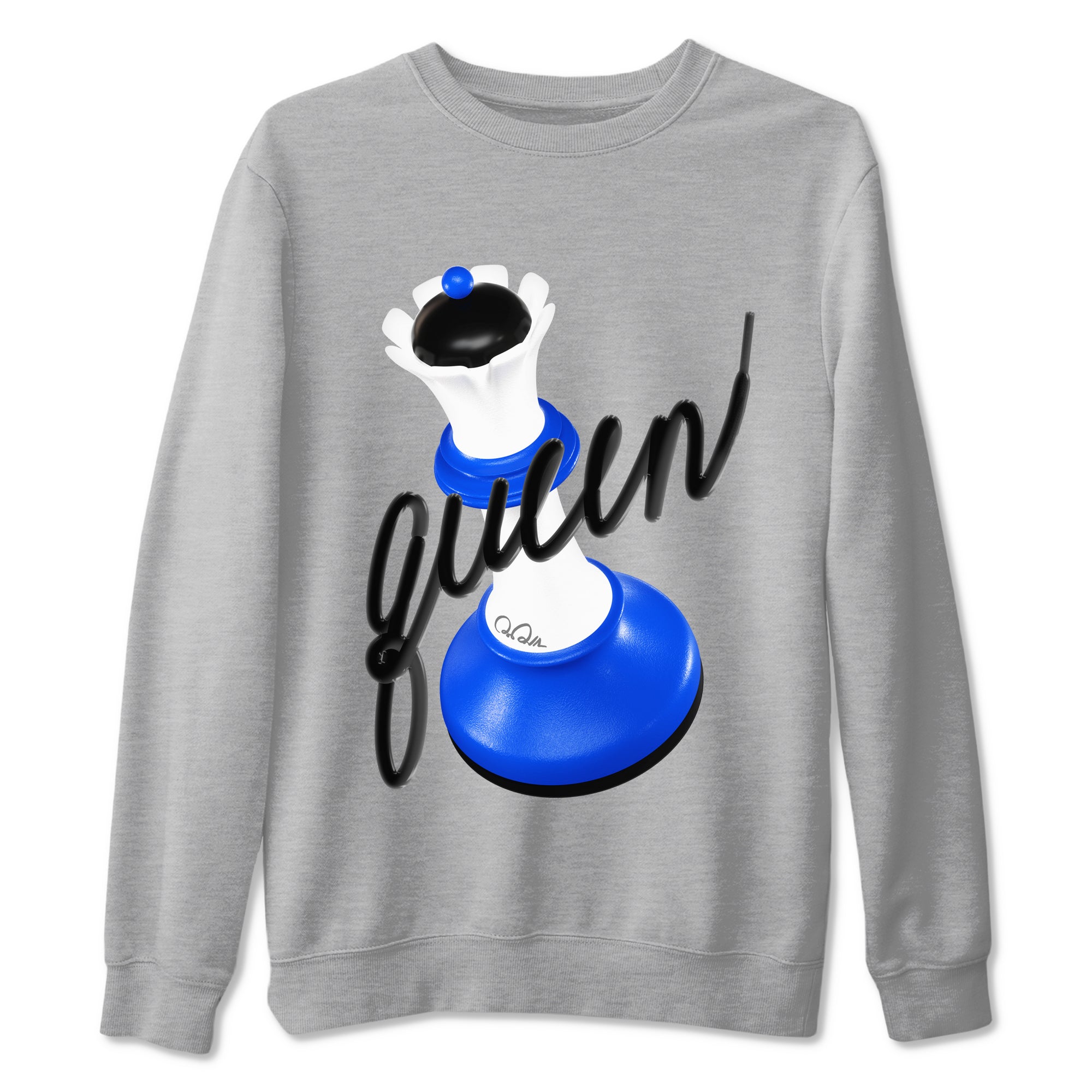 AJ1 Game Royal shirt to match jordans 3D Queen sneaker tees Air Jordan 1 Game Royal Drip Gear Zone unisex cotton Heather Grey 2 crew neck shirt
