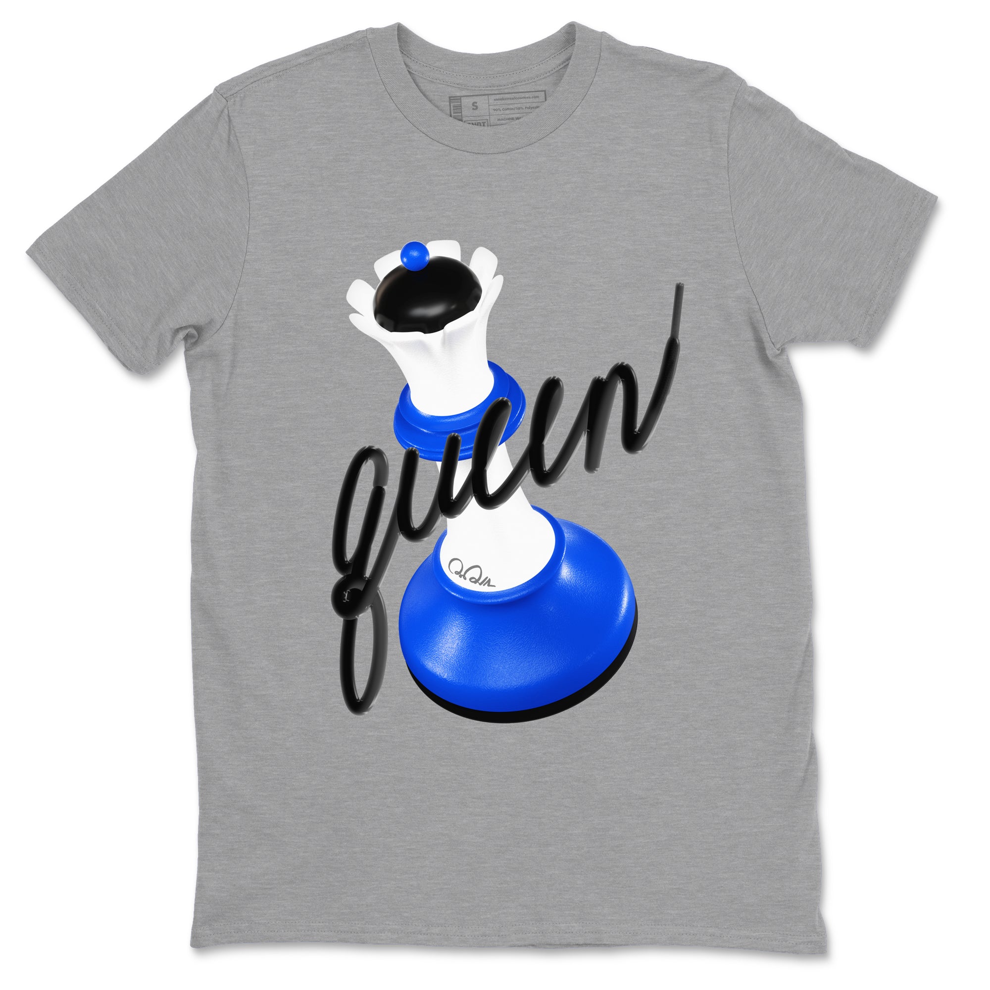 AJ1 Game Royal shirt to match jordans 3D Queen sneaker tees Air Jordan 1 Game Royal Drip Gear Zone unisex cotton Heather Grey 2 crew neck shirt