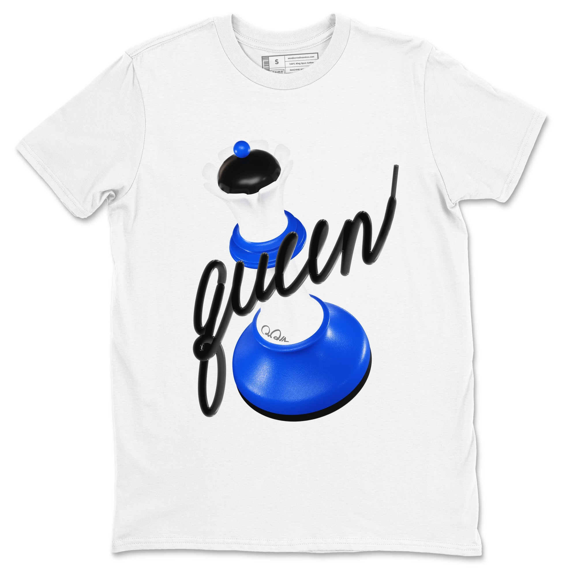 AJ1 Game Royal shirt to match jordans 3D Queen sneaker tees Air Jordan 1 Game Royal Drip Gear Zone unisex cotton White 2 crew neck shirt