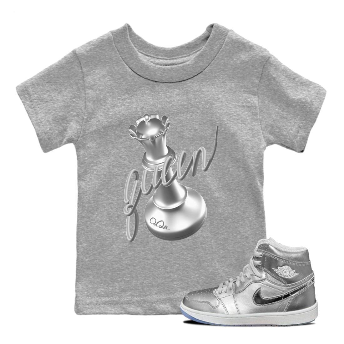 Air Jordan 1 Gift Giving shirt to match jordans 3D Queen sneaker tees  Metal tees AJ1 Gift Giving Drip Gear Zone Baby Toddler Heather Grey 1 T-Shirt