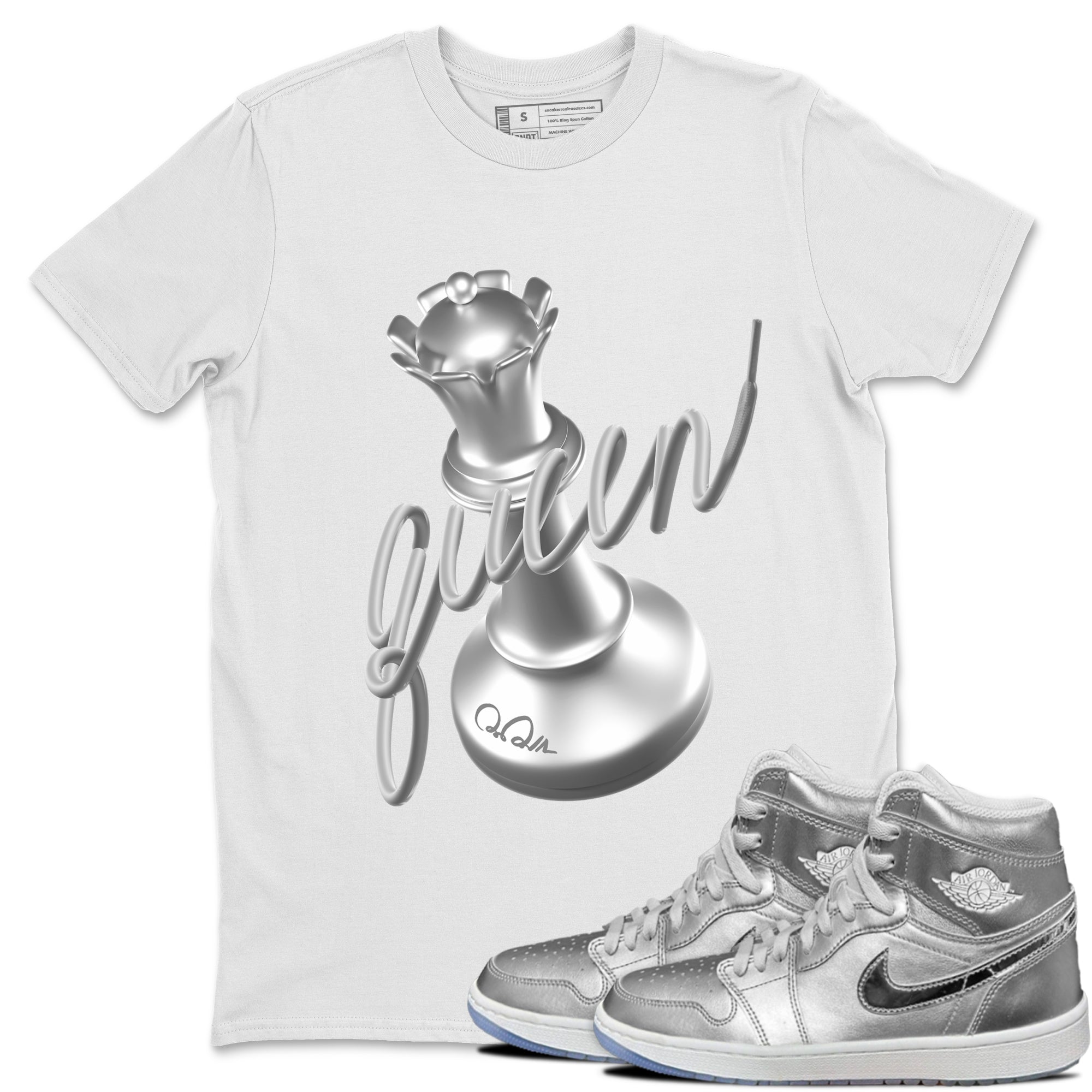 Air Jordan 1 Gift Giving shirt to match jordans 3D Queen sneaker tees  Metal tees AJ1 Gift Giving Drip Gear Zone Unisex White 1 T-Shirt