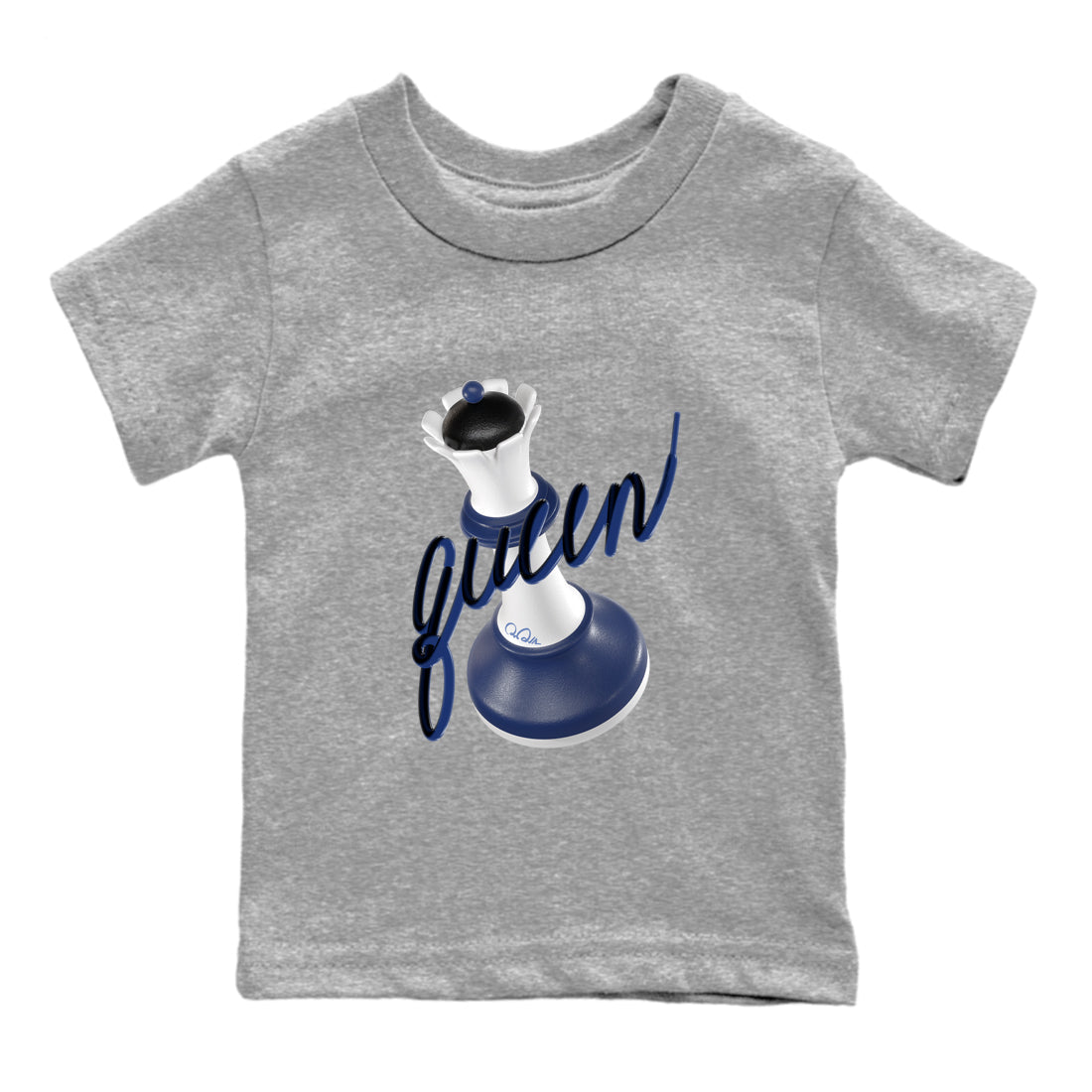 1s Midnight Navy shirts to match jordans 3D Queen sneaker match tees Air Jordan 1 Midnight Navy match shoes to clothes Drip Gear Zone Youth Baby Heather Grey 2 tee