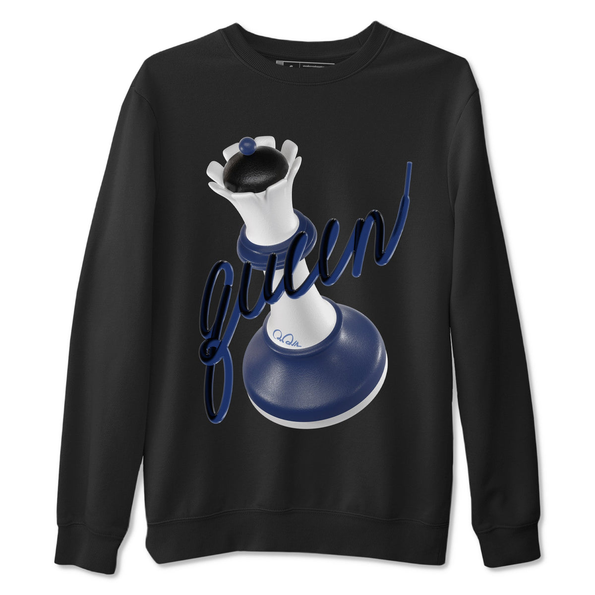 1s Midnight Navy shirts to match jordans 3D Queen sneaker match tees Air Jordan 1 Midnight Navy match shoes to clothes Drip Gear Zone unisex cotton Black 2 shirts