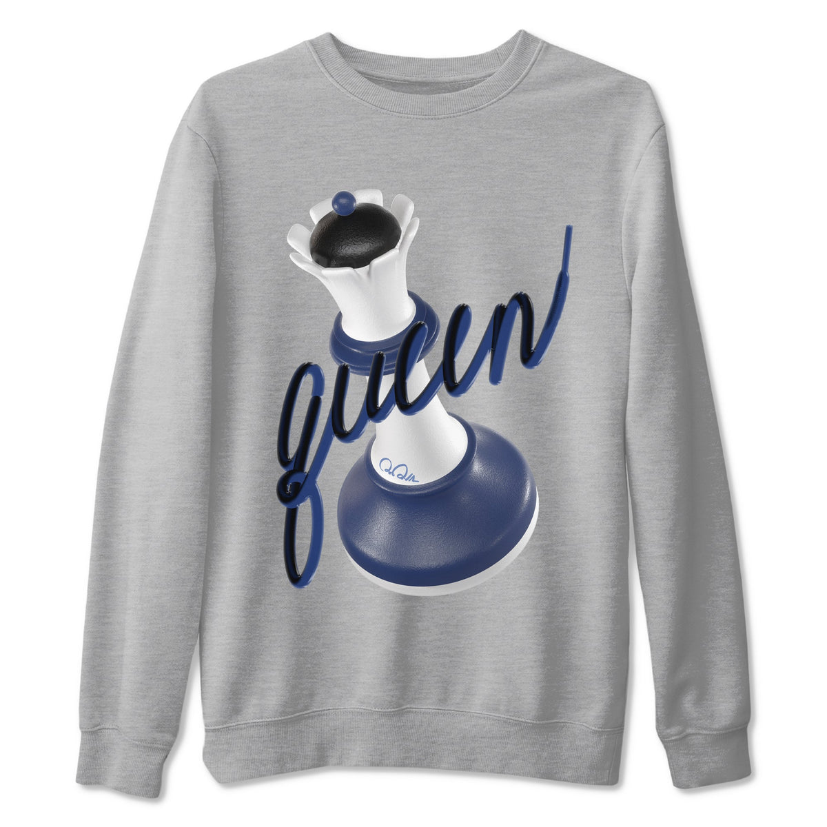 1s Midnight Navy shirts to match jordans 3D Queen sneaker match tees Air Jordan 1 Midnight Navy match shoes to clothes Drip Gear Zone unisex cotton Heather Grey 2 shirts
