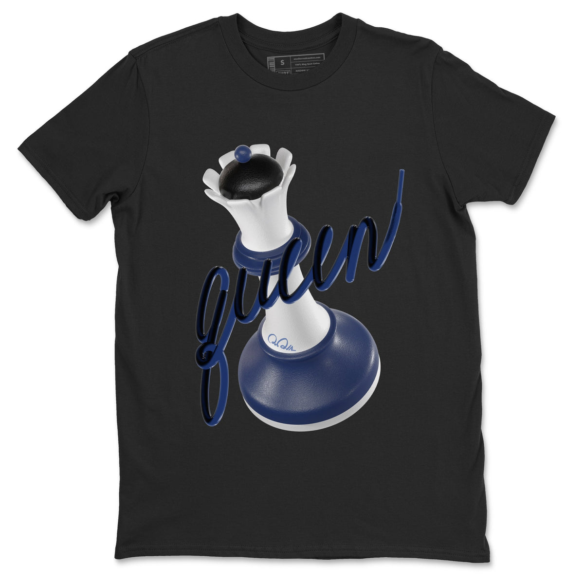 1s Midnight Navy shirts to match jordans 3D Queen sneaker match tees Air Jordan 1 Midnight Navy match shoes to clothes Drip Gear Zone unisex cotton Black 2 shirts
