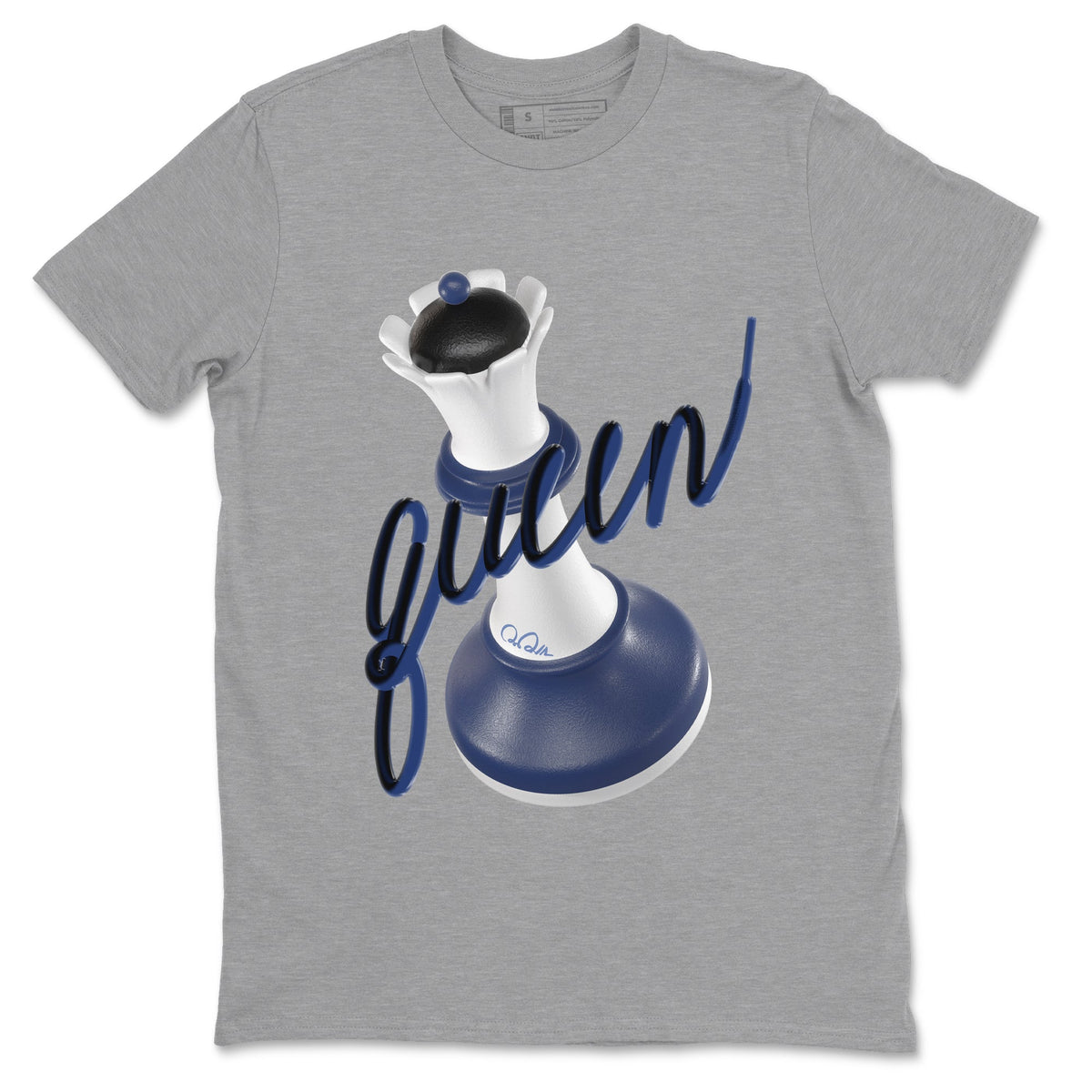 1s Midnight Navy shirts to match jordans 3D Queen sneaker match tees Air Jordan 1 Midnight Navy match shoes to clothes Drip Gear Zone unisex cotton Heather Grey 2 shirts