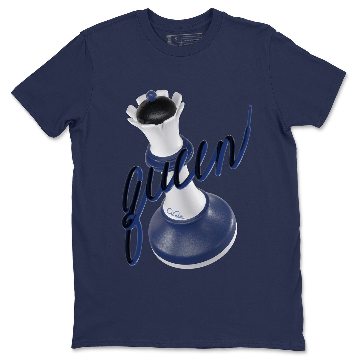 1s Midnight Navy shirts to match jordans 3D Queen sneaker match tees Air Jordan 1 Midnight Navy match shoes to clothes Drip Gear Zone unisex cotton Navy 2 shirts