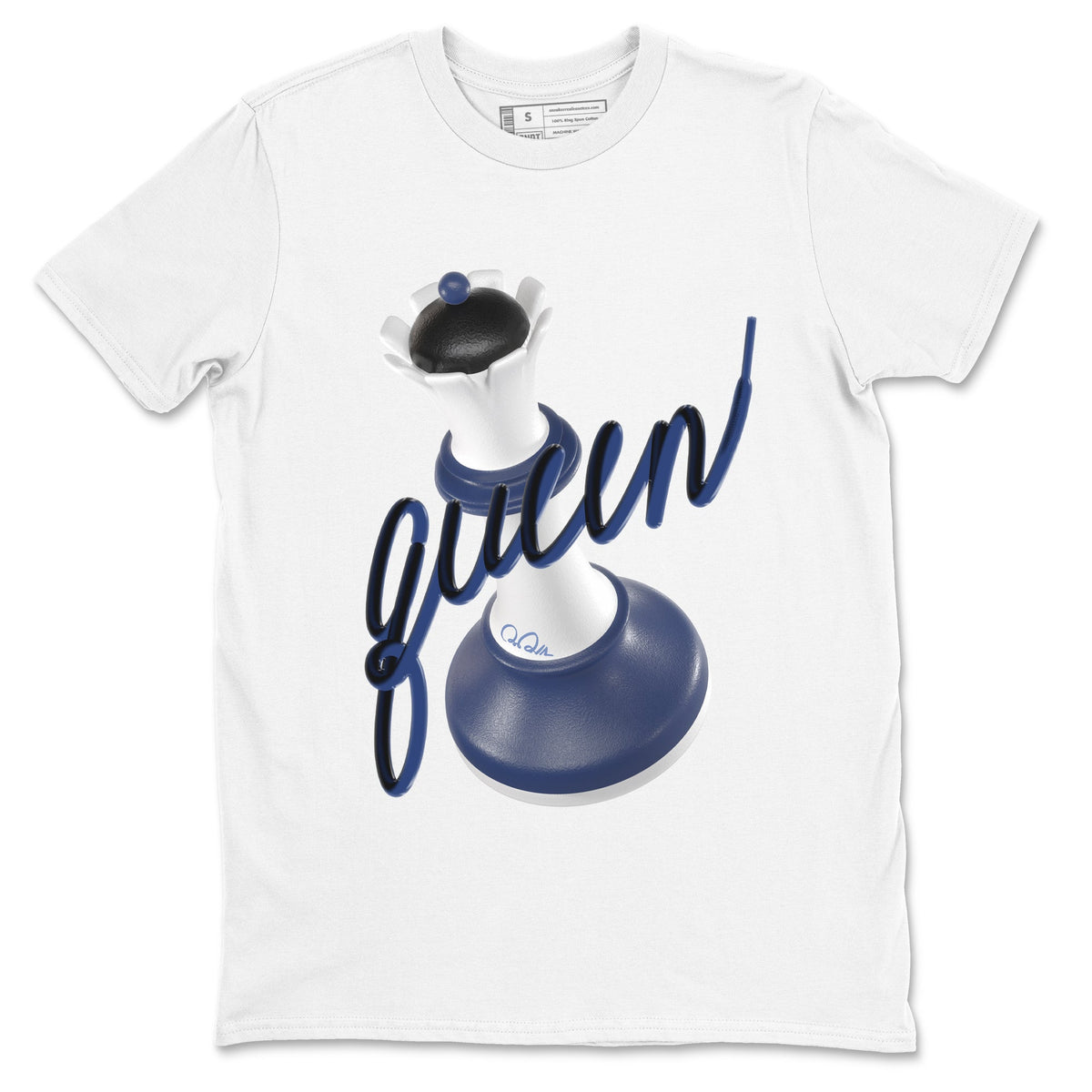 1s Midnight Navy shirts to match jordans 3D Queen sneaker match tees Air Jordan 1 Midnight Navy match shoes to clothes Drip Gear Zone unisex cotton White 2 shirts