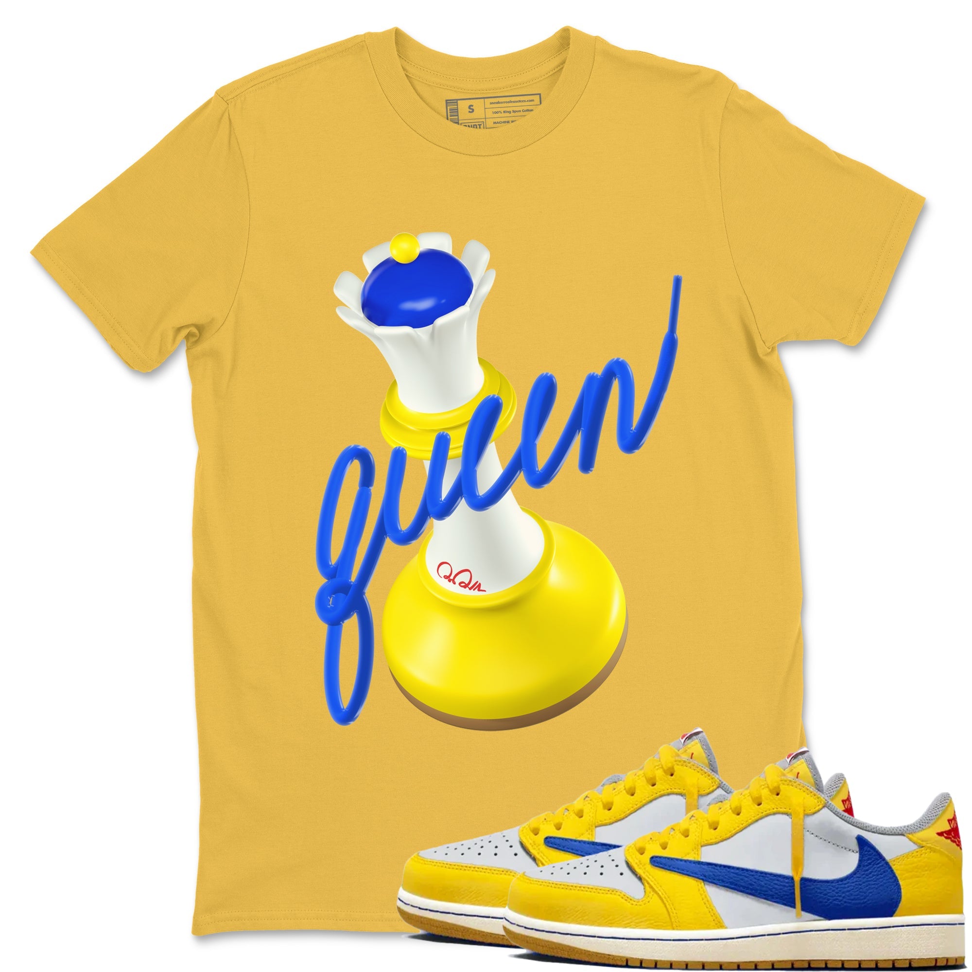 1s Travis Scott Canary shirt to match jordans 3D Queen sneaker tees Air Jordan 1 Travis Scott Canary Drip Gear Zone unisex cotton Daisy 1 crew neck shirt