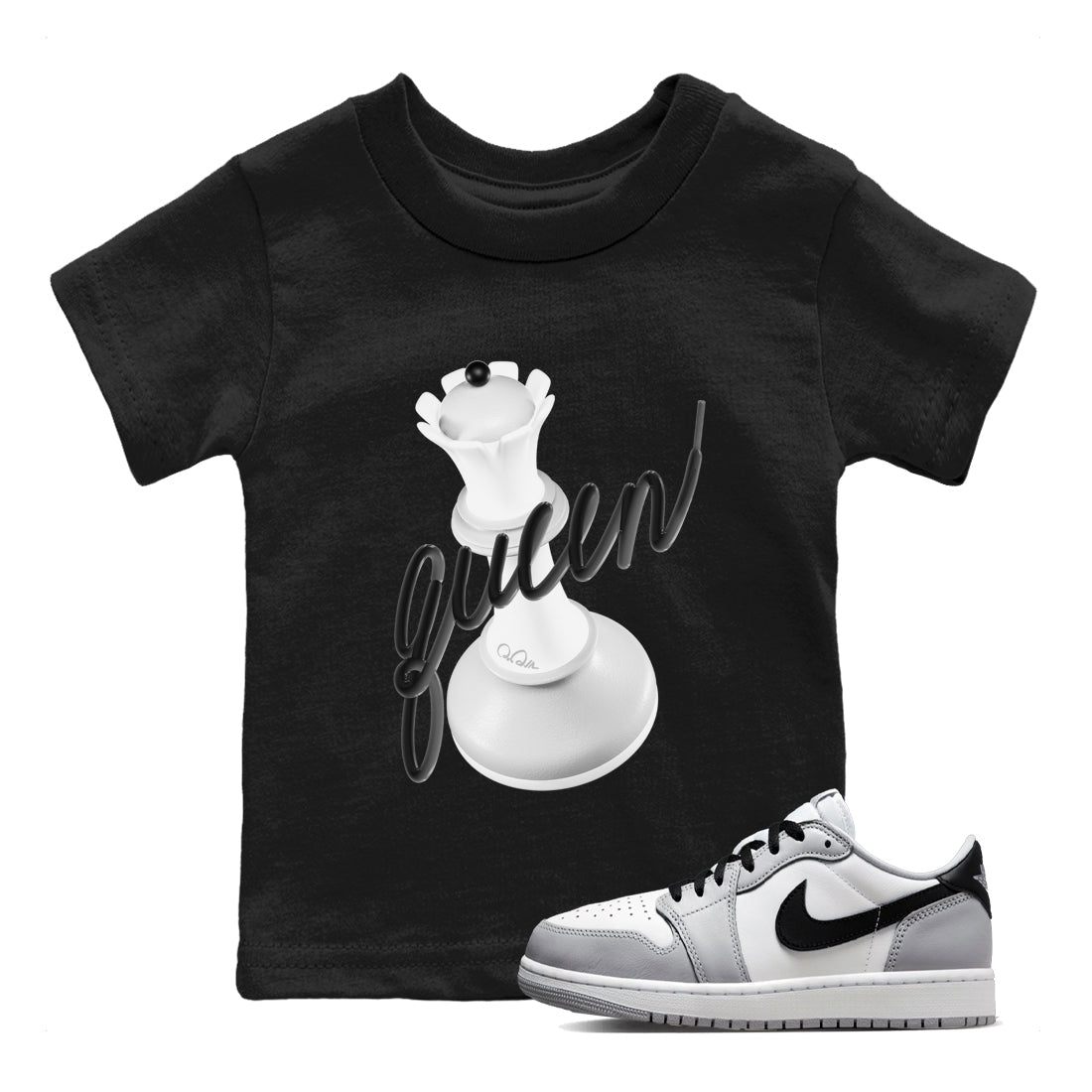 1s Wolf Grey shirts to match jordans 3D Queen sneaker match tees Air Jordan 1 Wolf Grey Drip Gear Zone streetwear brand Baby and Youth Black 1 cotton tee