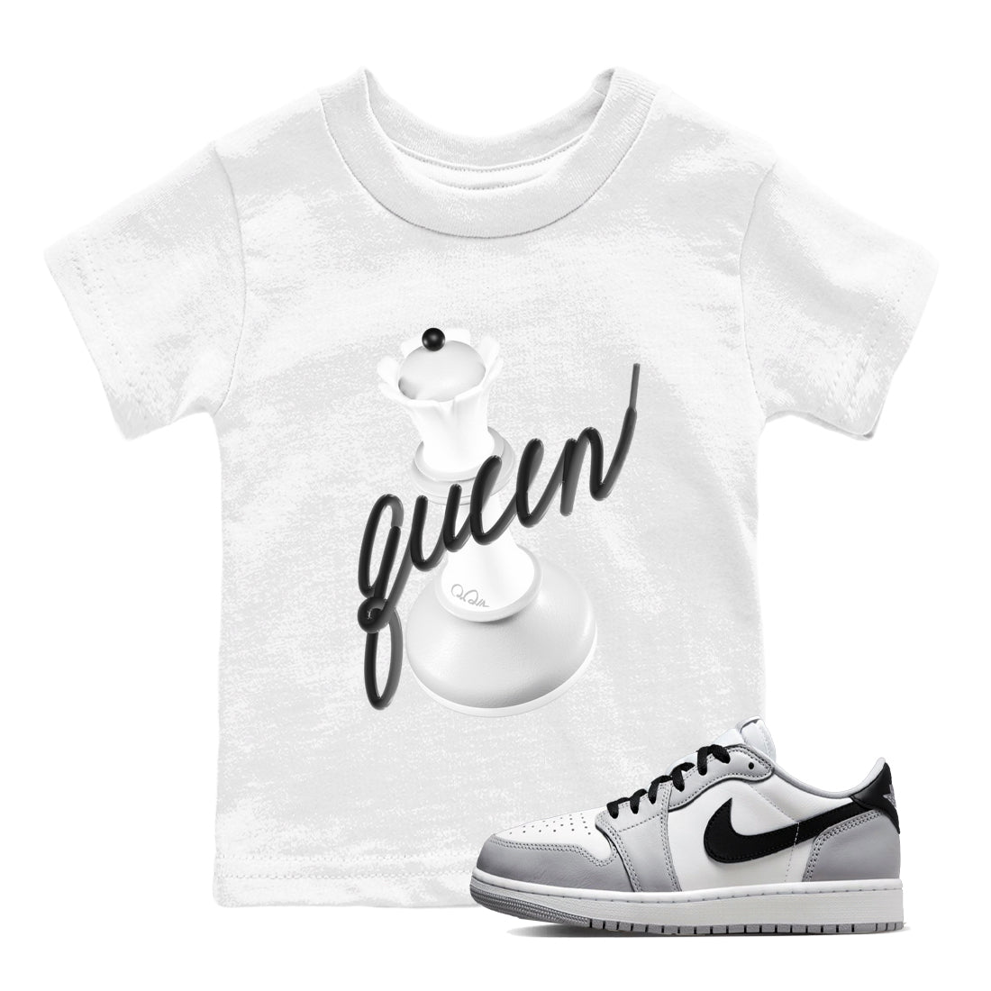 1s Wolf Grey shirts to match jordans 3D Queen sneaker match tees Air Jordan 1 Wolf Grey Drip Gear Zone streetwear brand Baby and Youth White 1 cotton tee