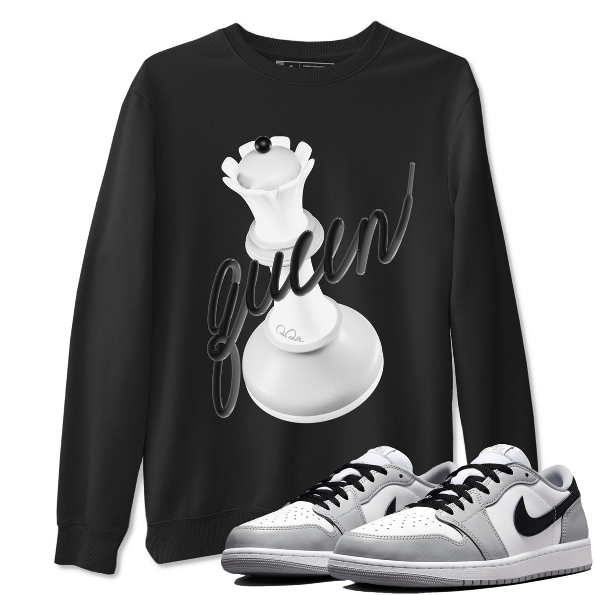 1s Wolf Grey shirts to match jordans 3D Queen sneaker match tees Air Jordan 1 Wolf Grey Drip Gear Zone streetwear brand Black 1 unisex cotton tee